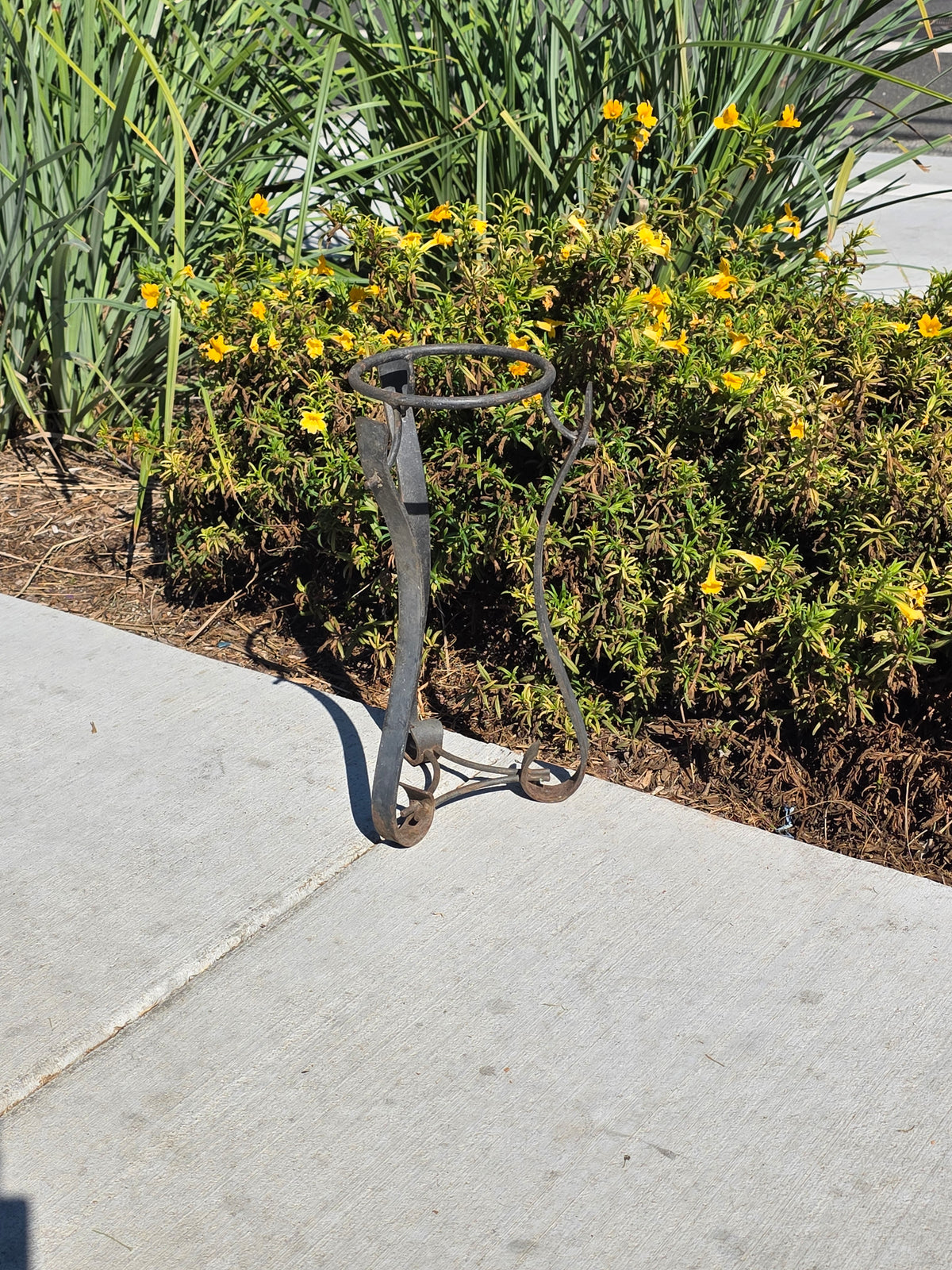 Vintage Wrought Iron Plant Stand Spanish Revival Forged Metal Craftsman Patio