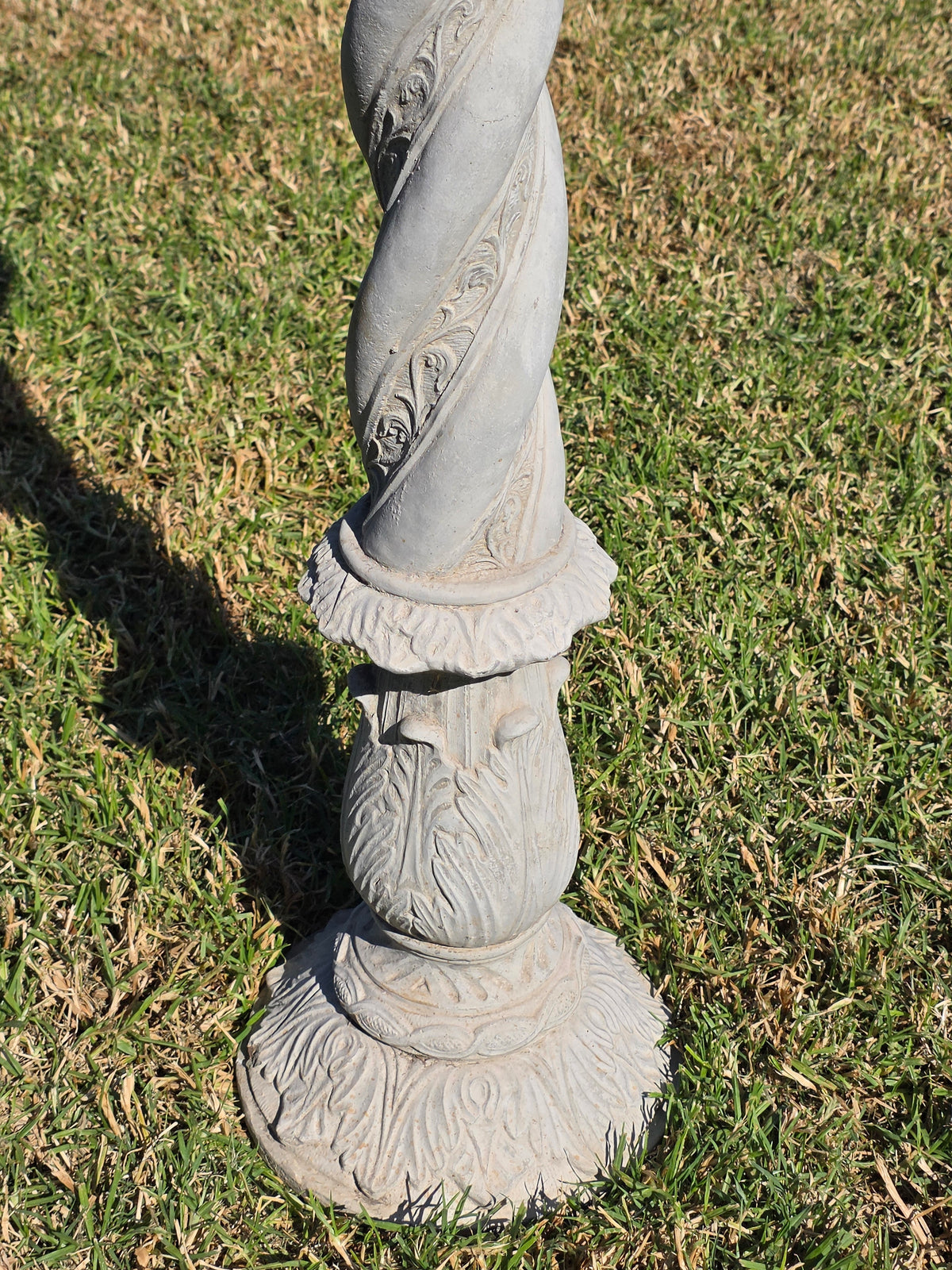 Vintage Solomonic Barley Twist Garden Column Pedestal Cast Stone Plant Stand 39"