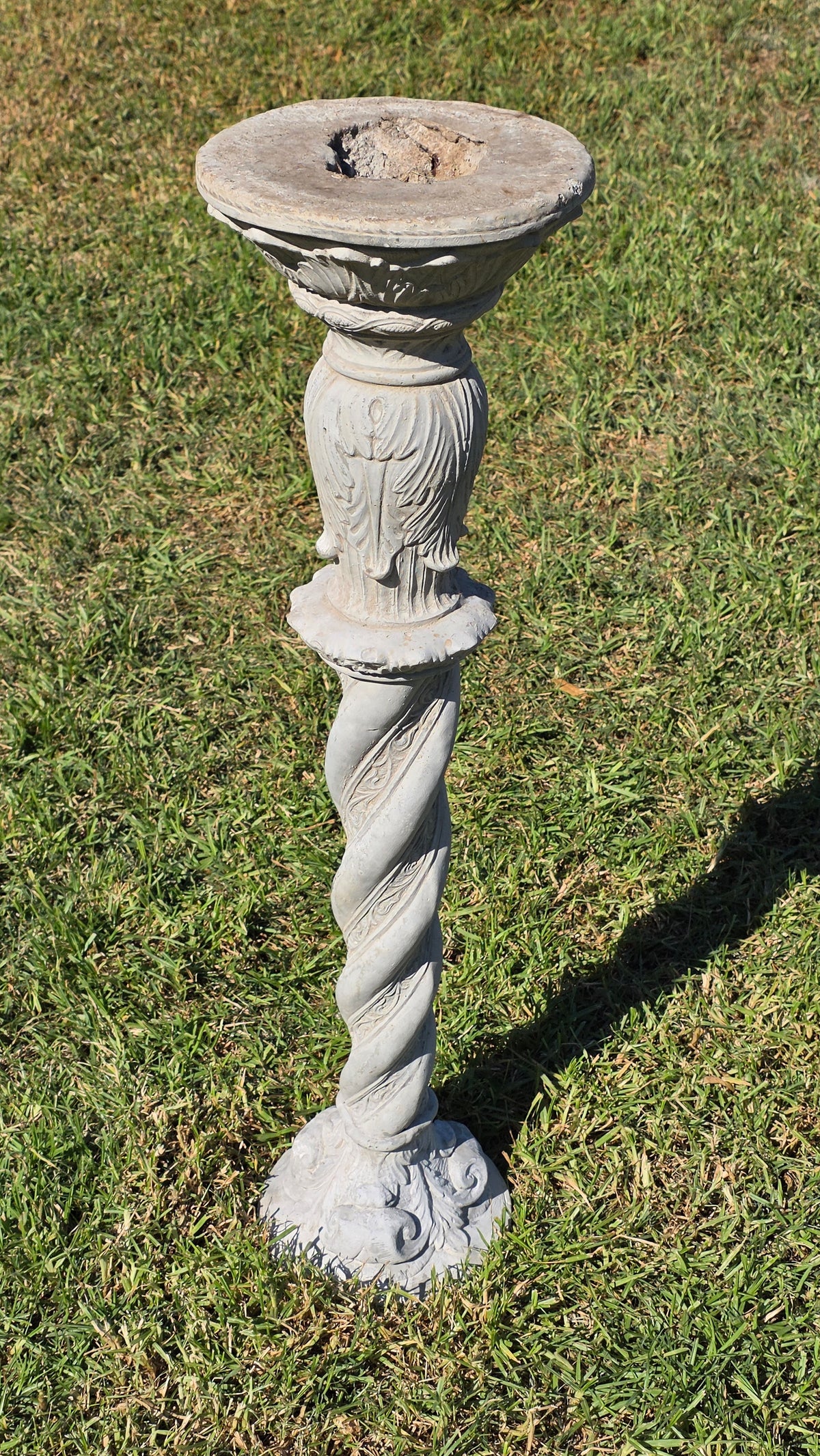 Vintage Solomonic Barley Twist Garden Column Pedestal Cast Stone Plant Stand 39"