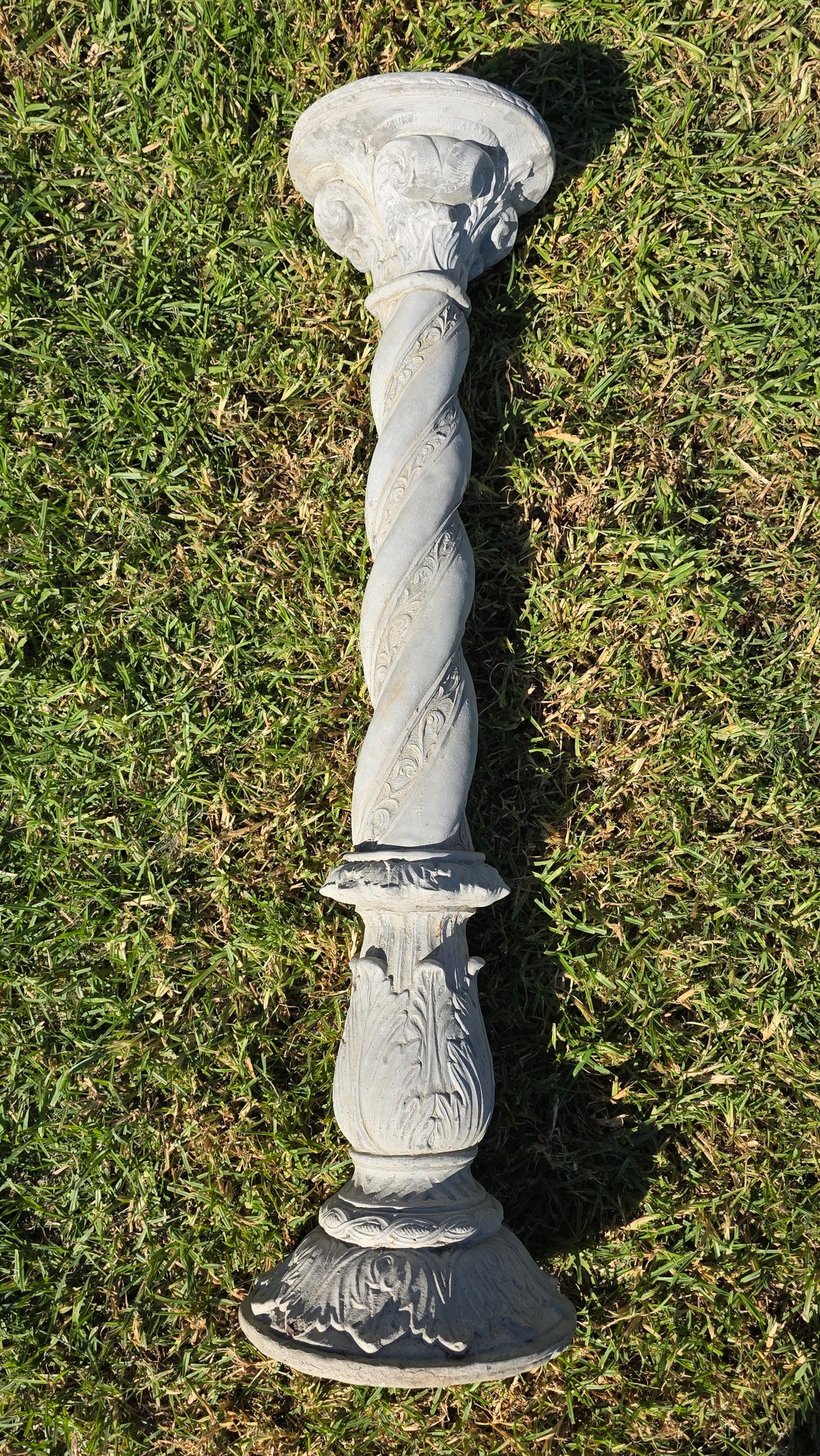 Vintage Solomonic Barley Twist Garden Column Pedestal Cast Stone Plant Stand 39"
