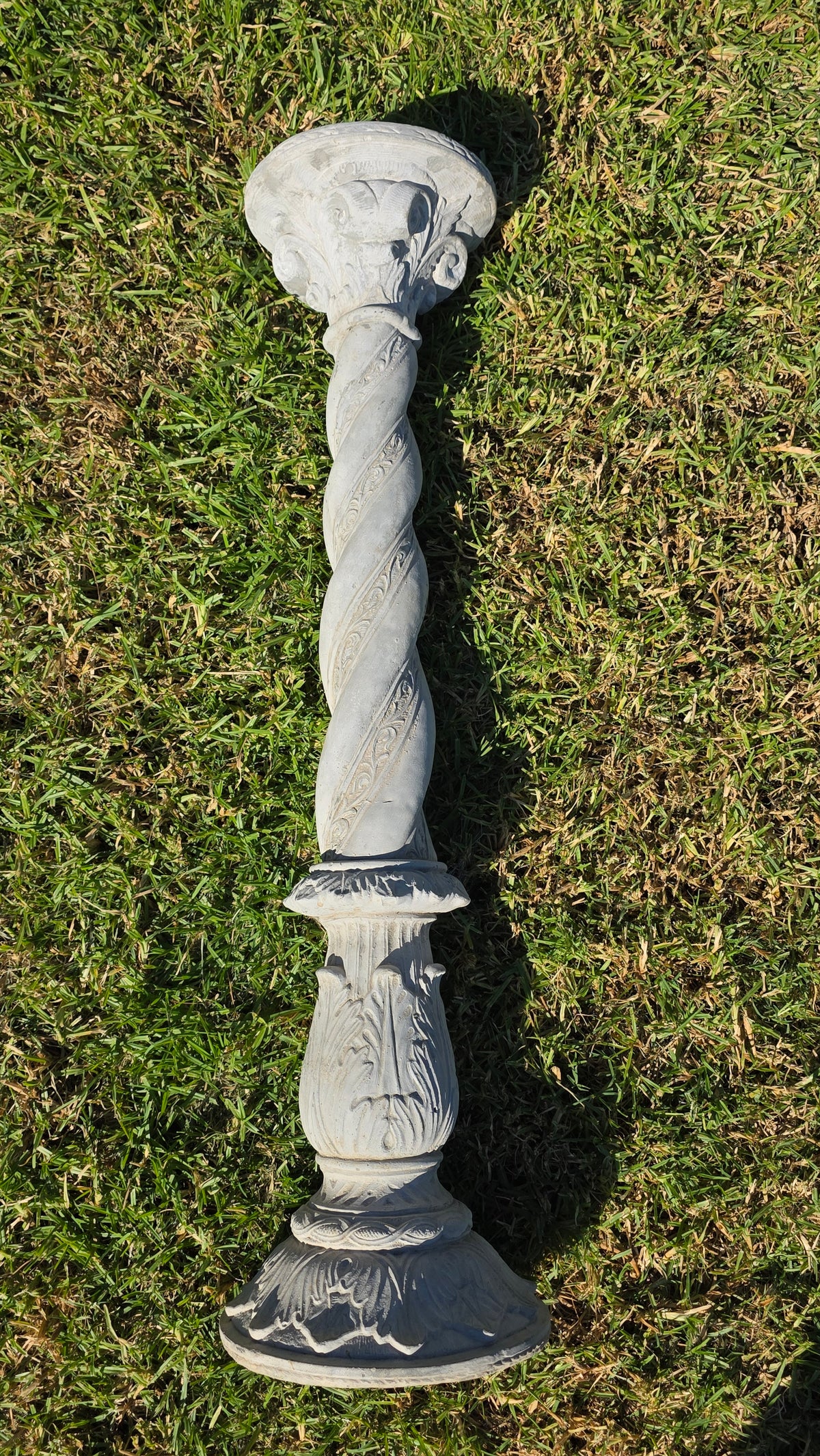 Vintage Solomonic Barley Twist Garden Column Pedestal Cast Stone Plant Stand 39"