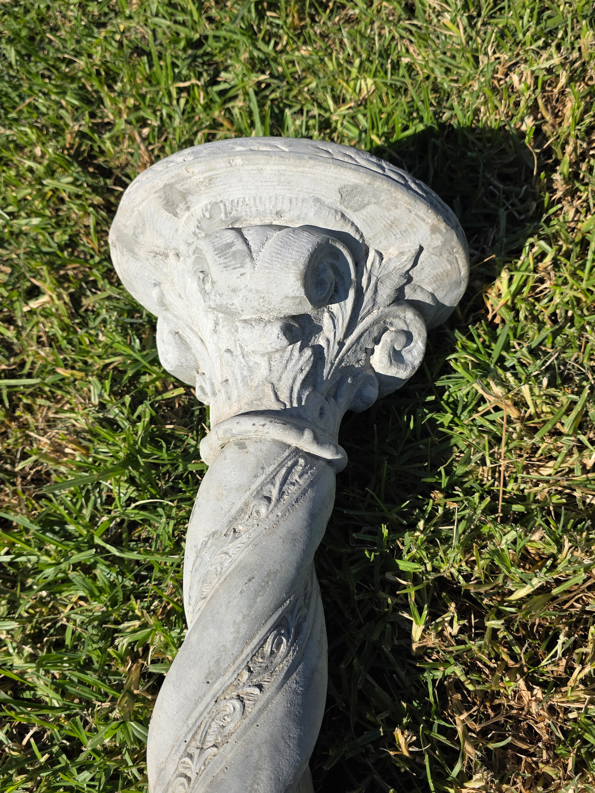 Vintage Solomonic Barley Twist Garden Column Pedestal Cast Stone Plant Stand 39"