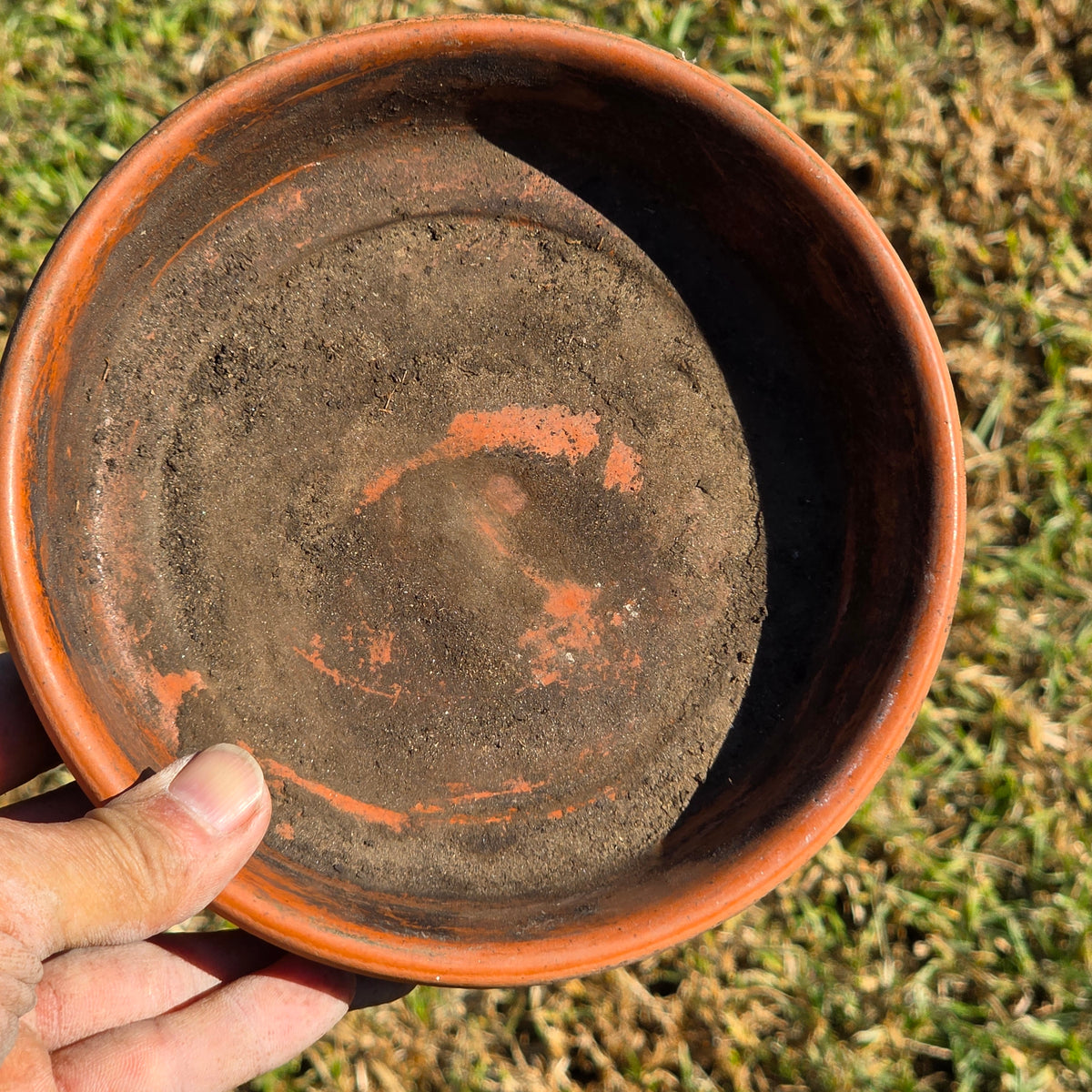 Vintage Terracotta Plant Pot Saucer 6.5" Fluted Ribbed Clay Planter Base Stamped