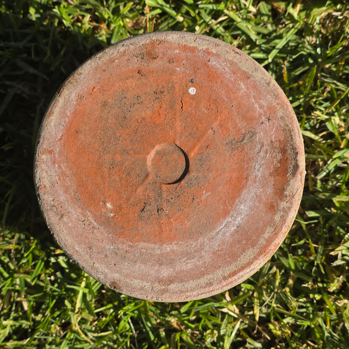 Vtg Mid Century Modern Terracotta Planter Geometric Circles Embossed Clay Pot