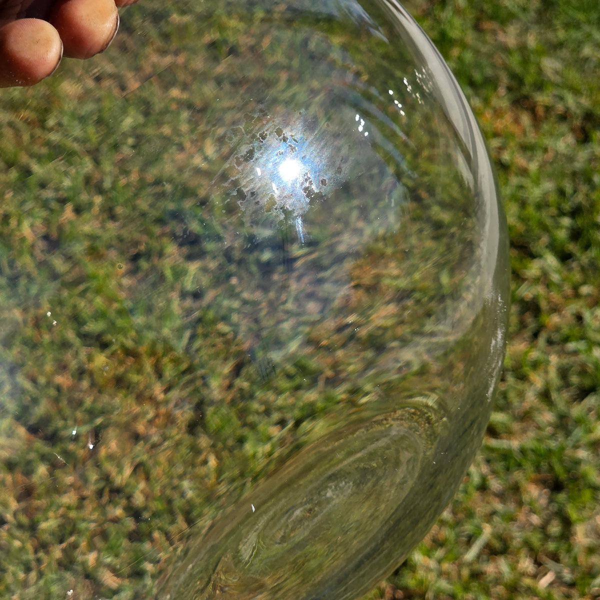 Vtg Clear Glass Fish Bowl 10" Bubble Vase Terrarium MCM Hand Blown Round Large