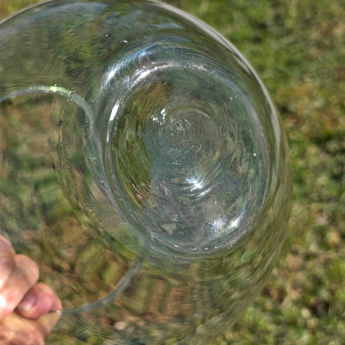 Vintage Smoked Glass Fish Bowl 8" Bubble Vase Tinted Green Terrarium MCM Round