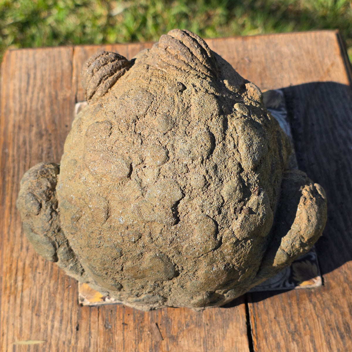 Vintage French Style Stone Toad Statue Weathered Concrete Frog Garden Ornament