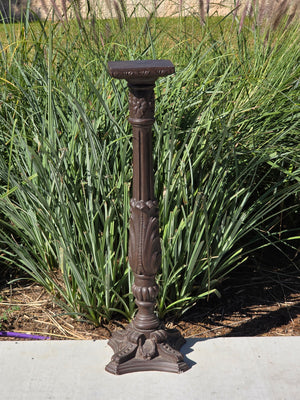 Vtg Chalkware Pedestal Plant Stand 38.5" Ornate Tall Plaster Column Display