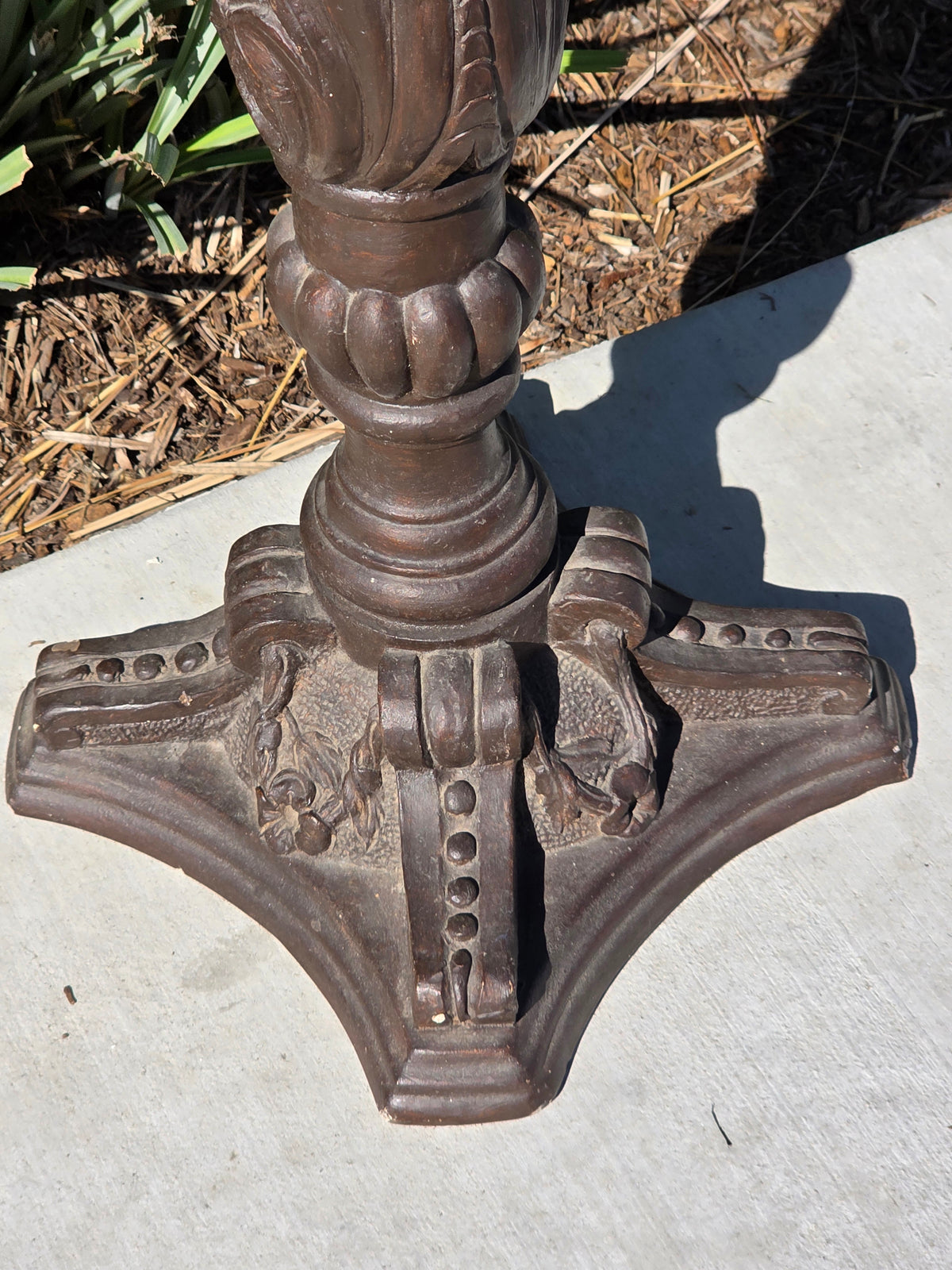 Vtg Chalkware Pedestal Plant Stand 38.5" Ornate Tall Plaster Column Display