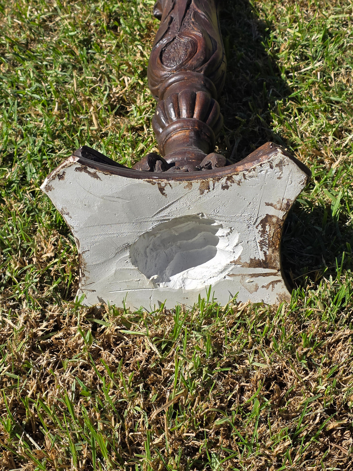 Vtg Chalkware Pedestal Plant Stand 38.5" Ornate Tall Plaster Column Display