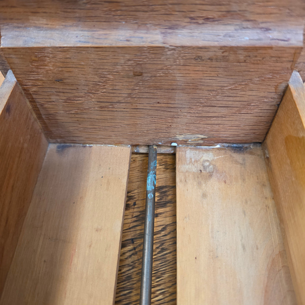 Antique Oak Card Catalog 2 Drawer Library File Box Desk Recipe Holder (Damage)