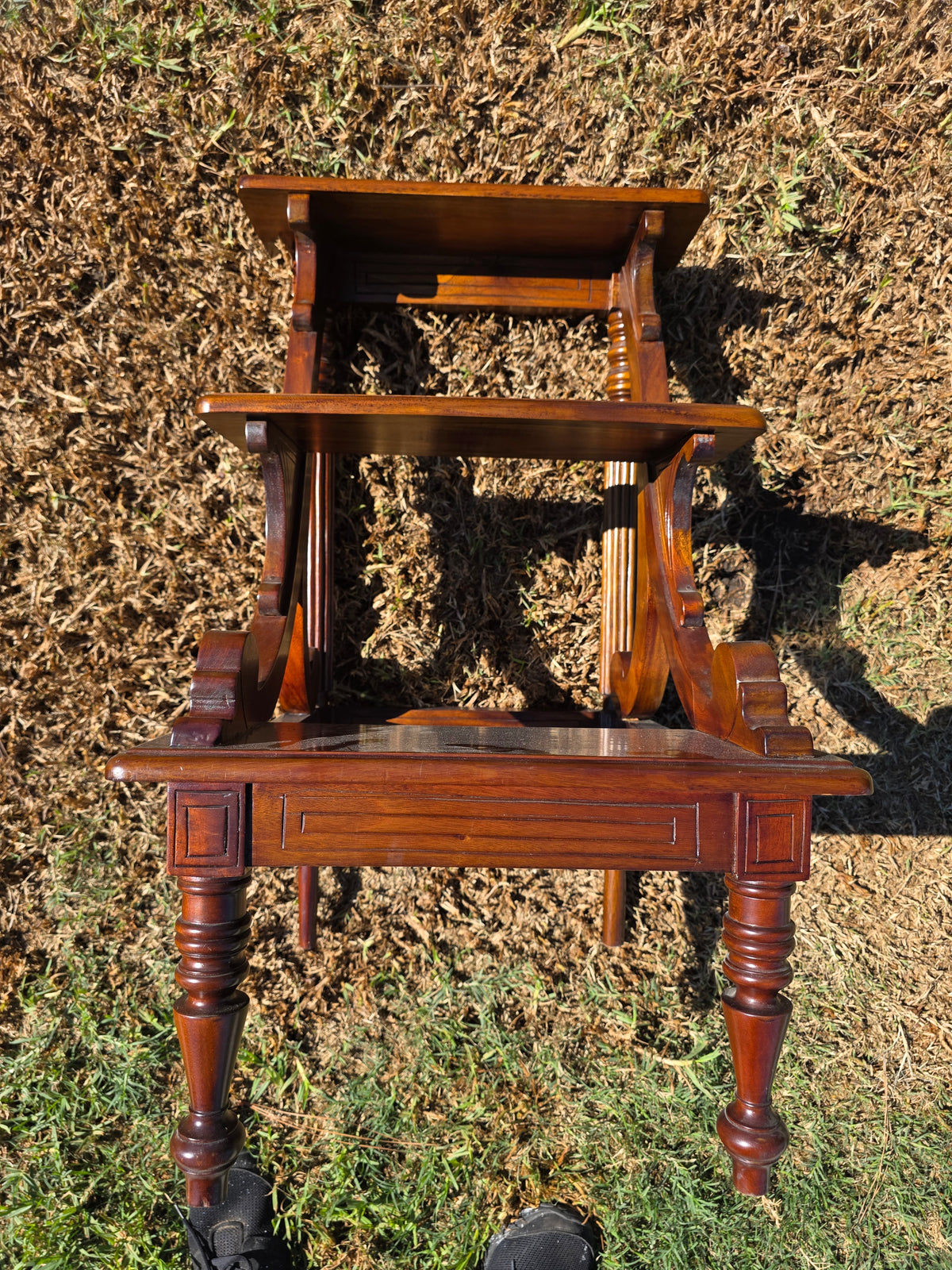 Vintage Mahogany Library Steps 3 Tier Bed Bedside Step Stool Saber Outswept Leg