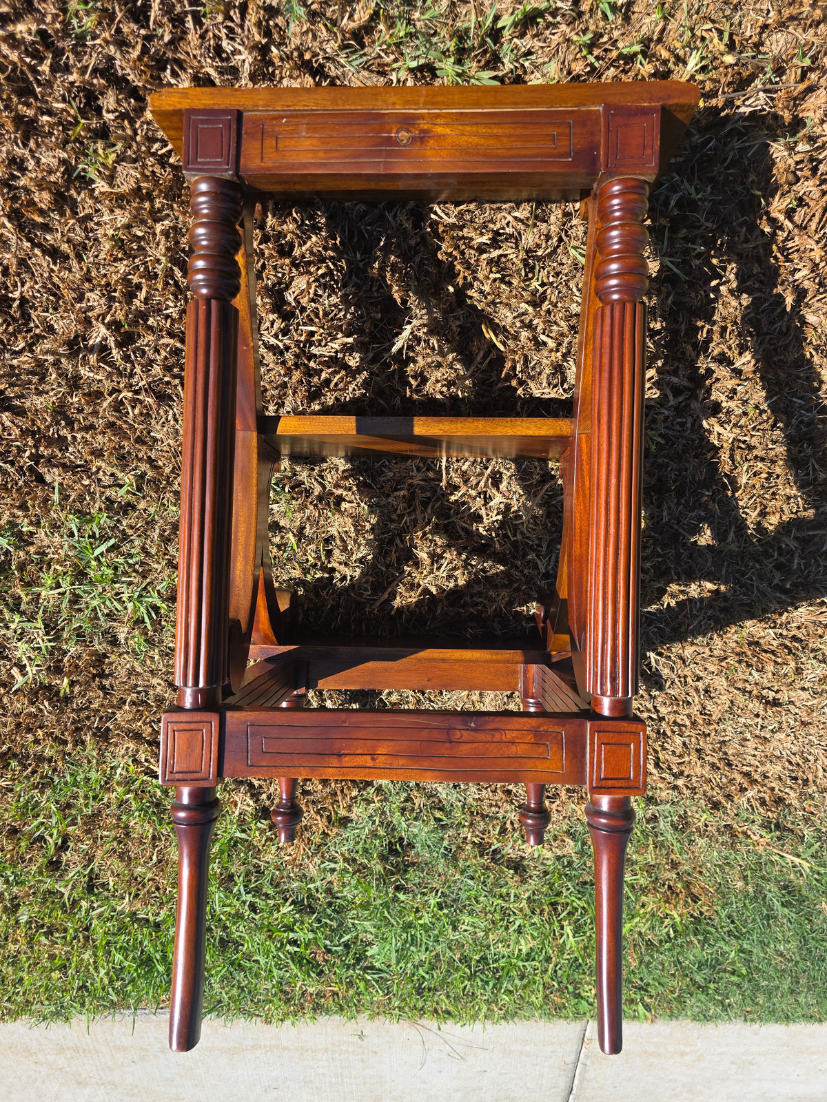 Vintage Mahogany Library Steps 3 Tier Bed Bedside Step Stool Saber Outswept Leg