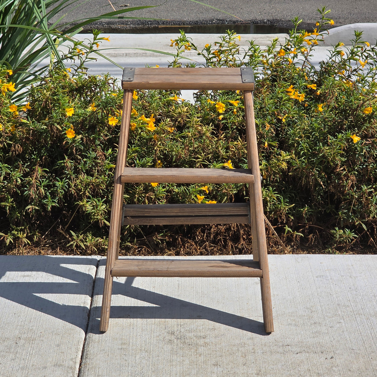 Vintage Wood Step Stool Ladder 3 Step Folding Rustic Plant Stand Farmhouse Decor
