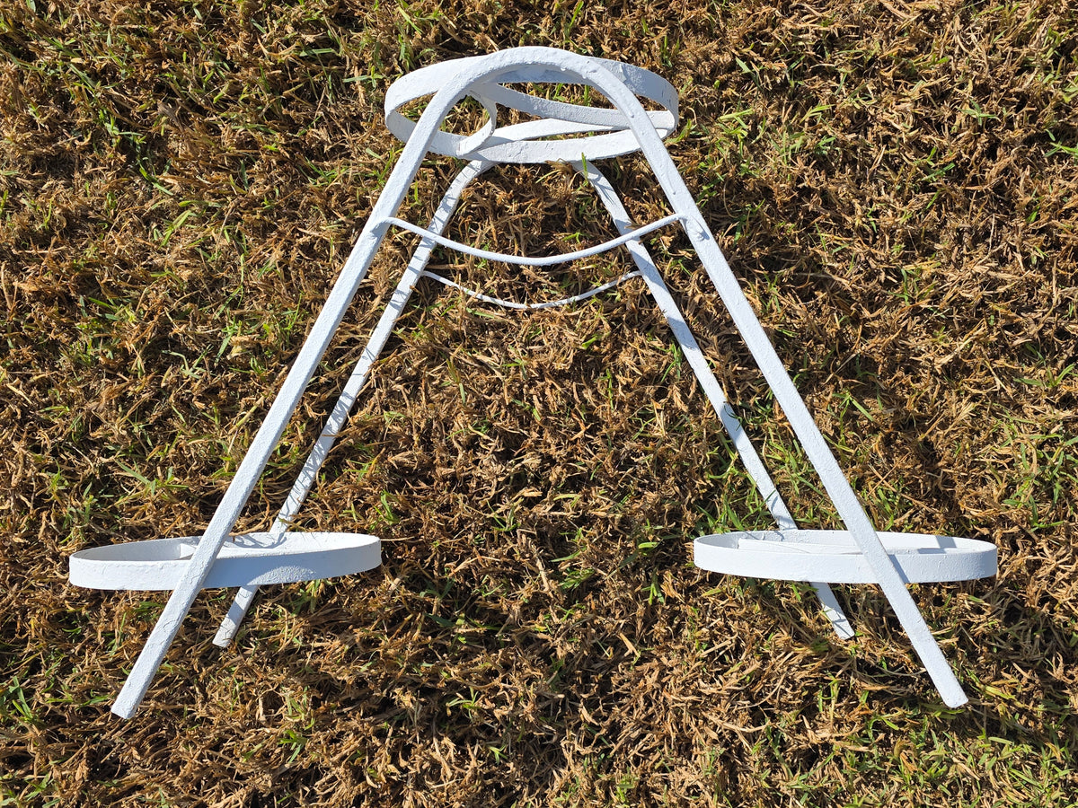Vintage Iron Plant Stand 3 Tier A Frame White Metal 3 Pot Holder MCM