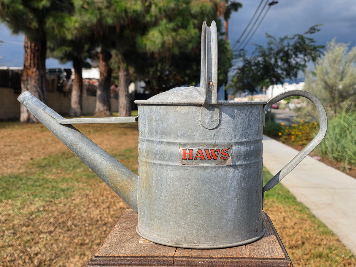 Vtg HAWS Galvanized Watering Can 1 Gallon Metal Steel Short Spout Garden England