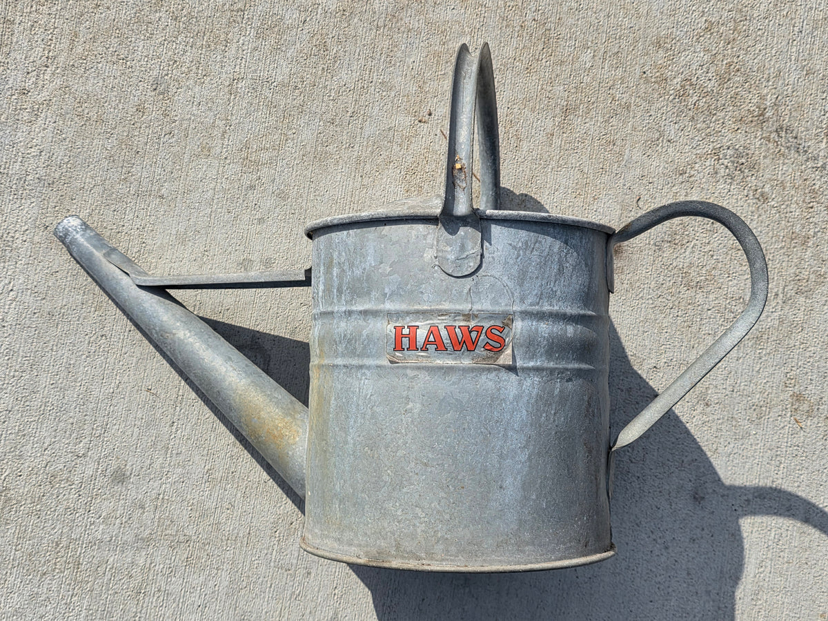 Vtg HAWS Galvanized Watering Can 1 Gallon Metal Steel Short Spout Garden England