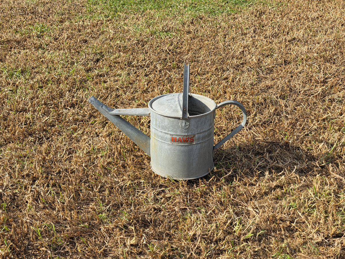 Vtg HAWS Galvanized Watering Can 1 Gallon Metal Steel Short Spout Garden England