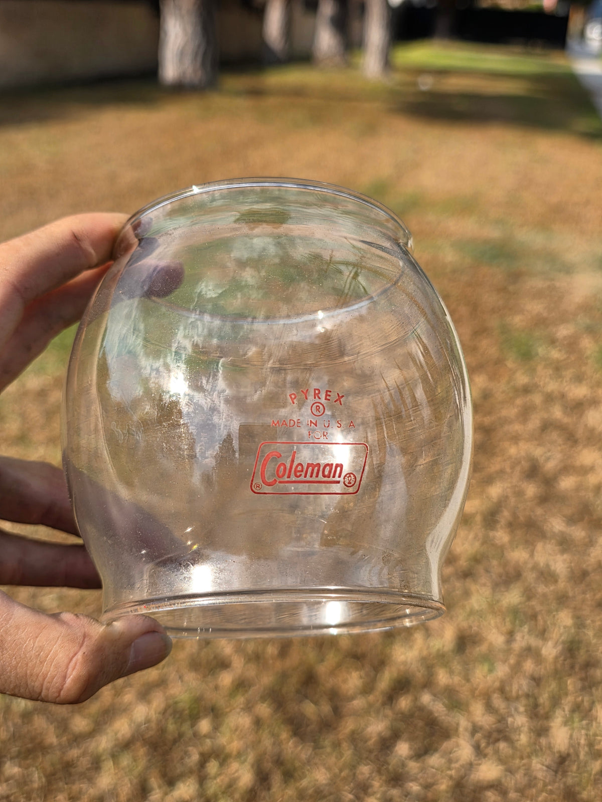 Vintage 1963 Coleman 200A Lantern 6/63 Red Letter PYREX Globe Wooden Case Used