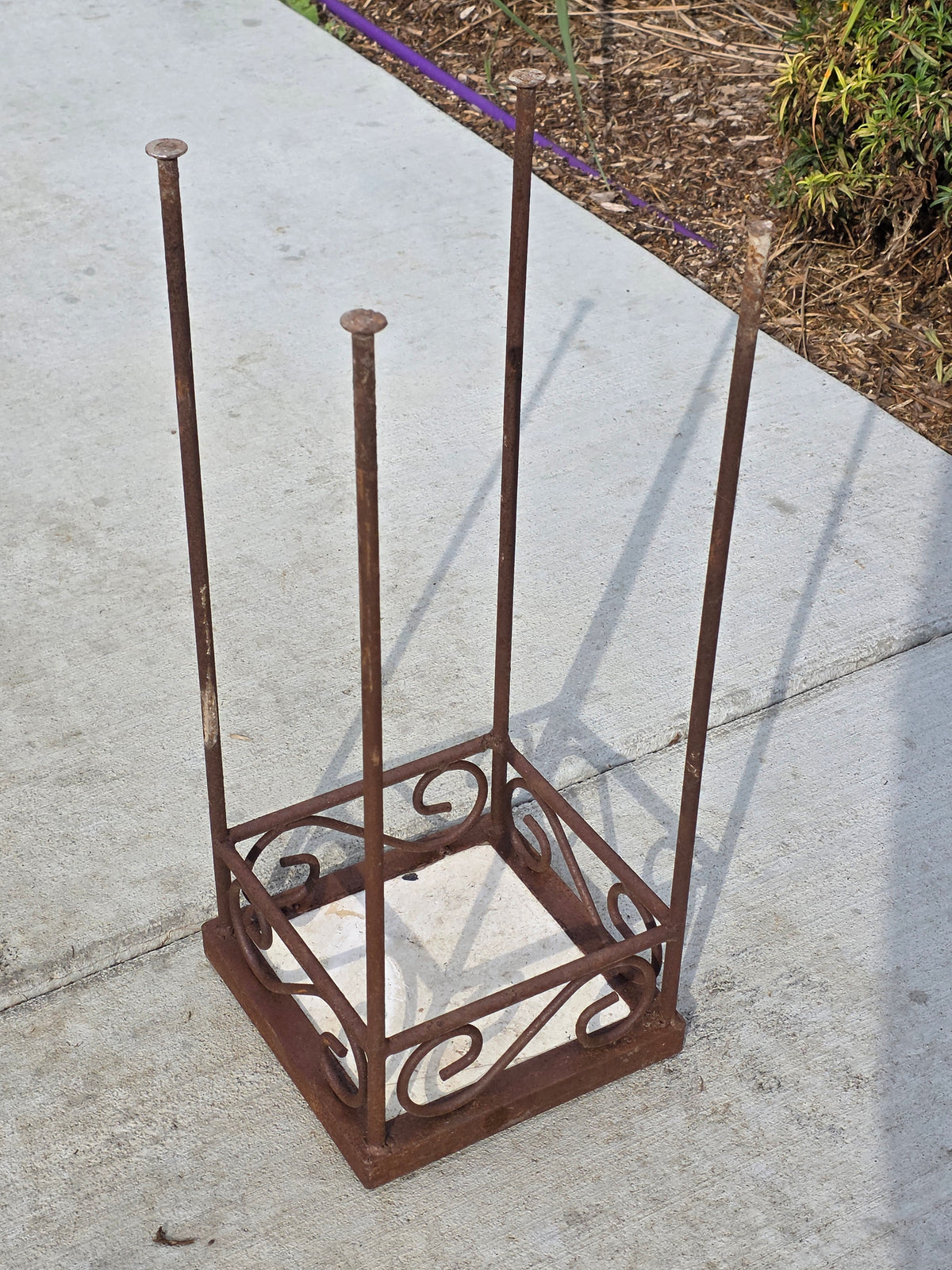 Mosaic Tile Top Plant Stand Square Sunflower Iron Rustic Garden Vintage