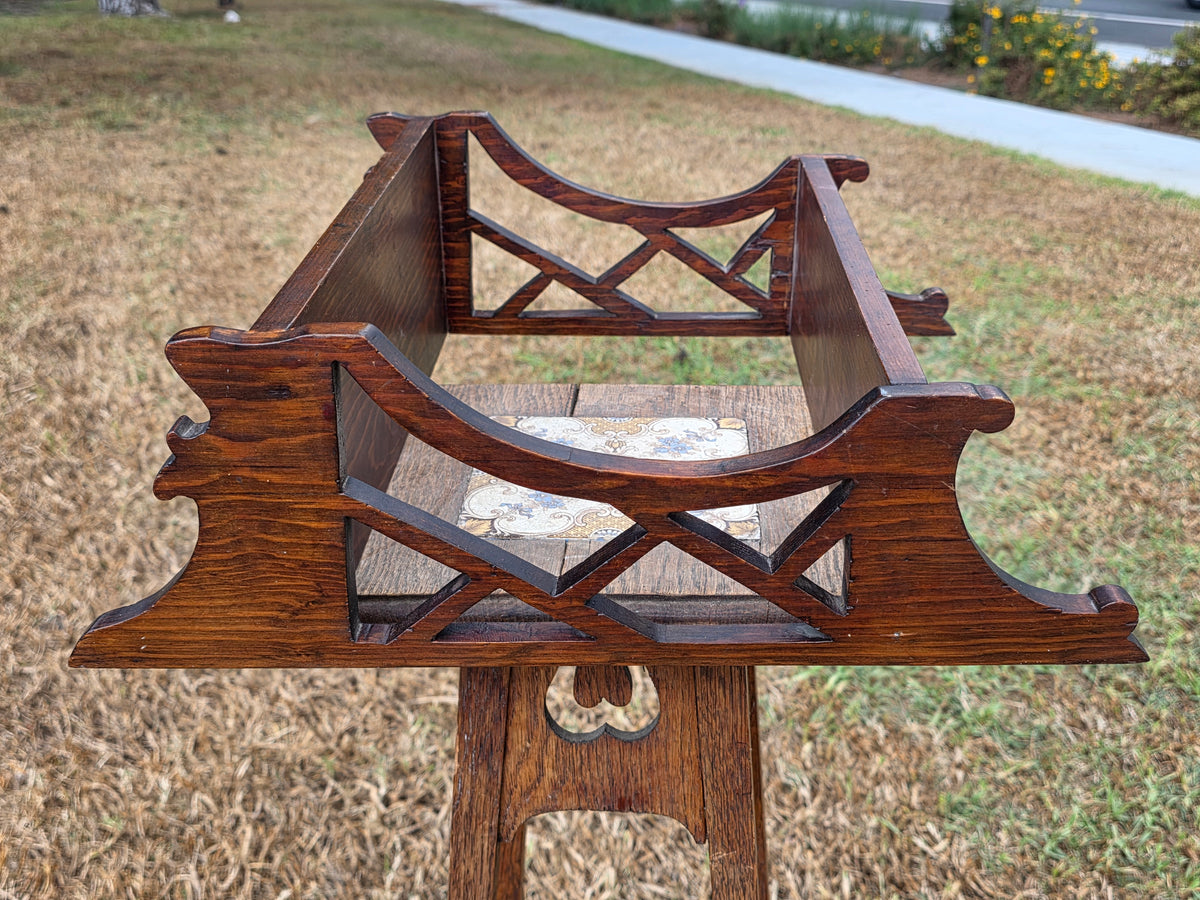 Vintage Chippendale Wood Wall Shelf Fretwork Lattice Spice Rack Brown Hanging
