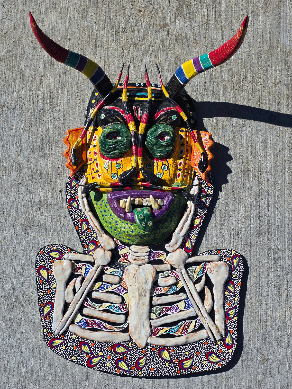 Chicano Mexican Folk Art Mask Wood Sculpture 2007 Reyes Reyes Dee Marcellus Cole