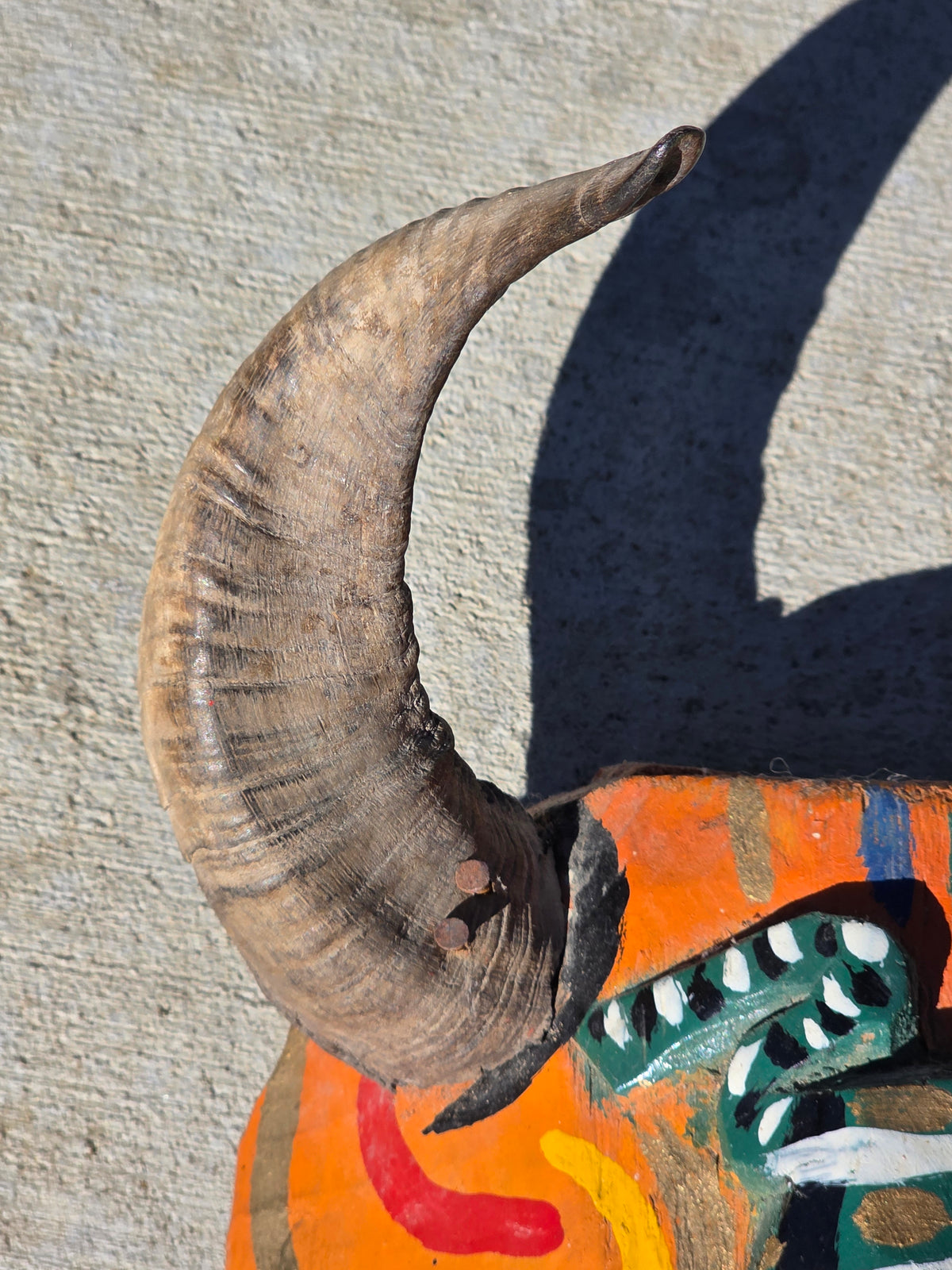 Vintage Guatemalan Diablo Devil Mask Set Real Horns Wood Folk Art Frog Lizard