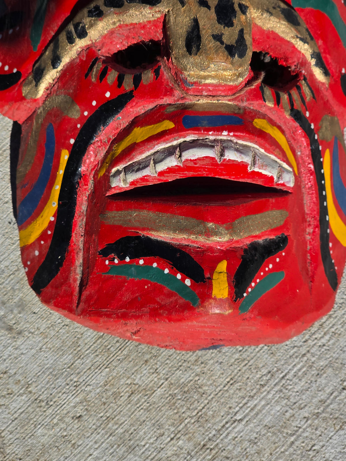 Vintage Guatemalan Diablo Devil Mask Set Real Horns Wood Folk Art Frog Lizard