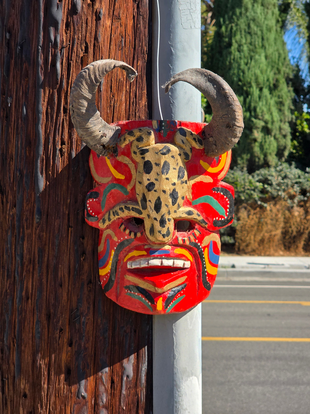 Vintage Guatemalan Diablo Devil Mask Set Real Horns Wood Folk Art Frog Lizard
