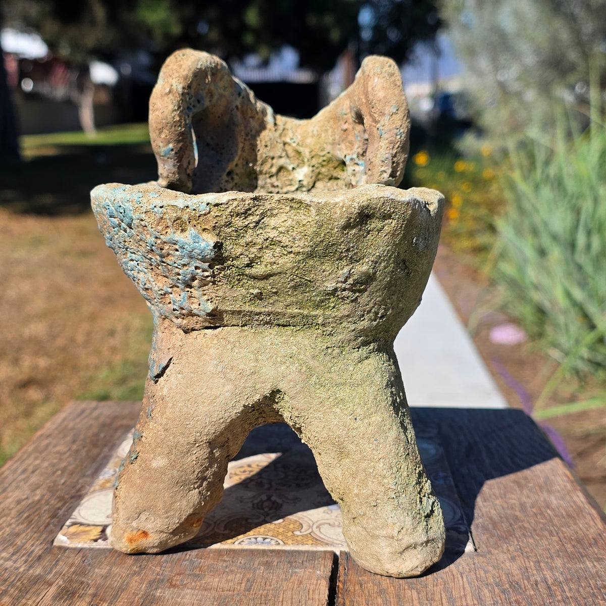 Vintage Mexican Folk Art Terracotta Ram Planter Dee Marcellus Cole Estate 7"