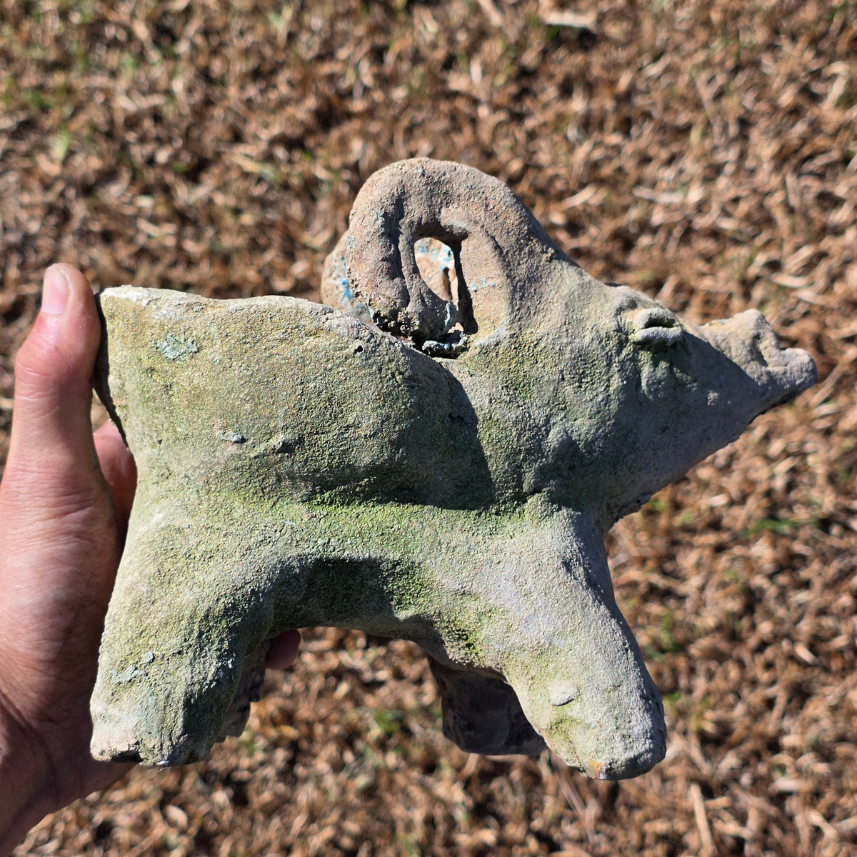 Vintage Mexican Folk Art Terracotta Ram Planter Dee Marcellus Cole Estate 7"