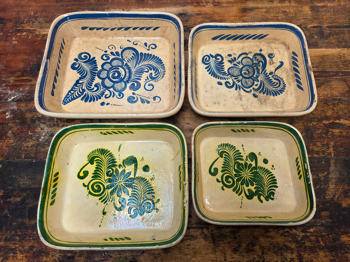 Tonala Mexican Pottery Nesting Casserole Dishes Set of 4 Tlaquepaque 1930s Vtg