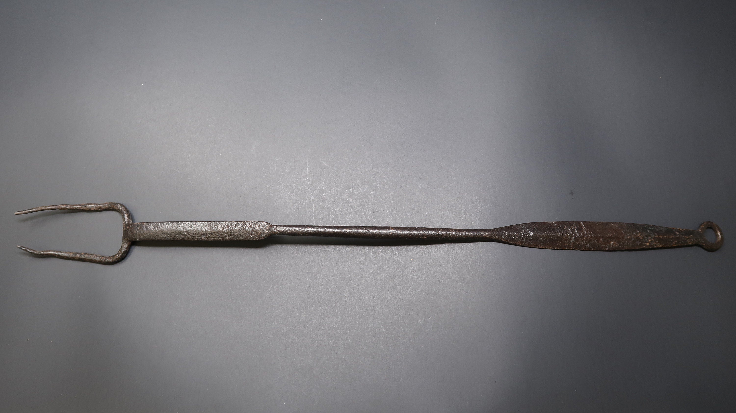 Antique Blacksmith American Forged Iron Hearth Utensil Fork L 20.5"