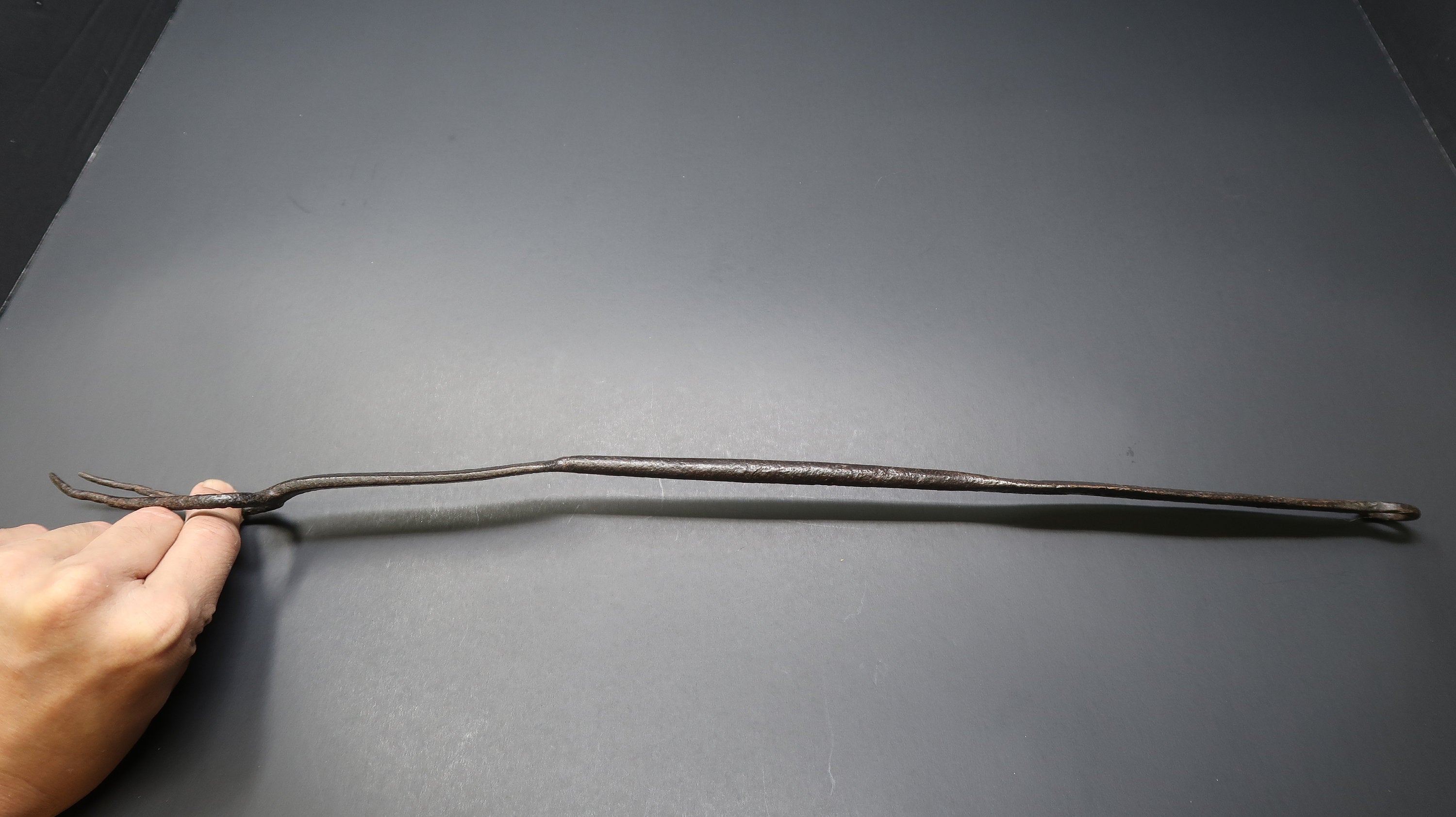 Antique Blacksmith American Forged Iron Hearth Utensil Fork L 20.5"