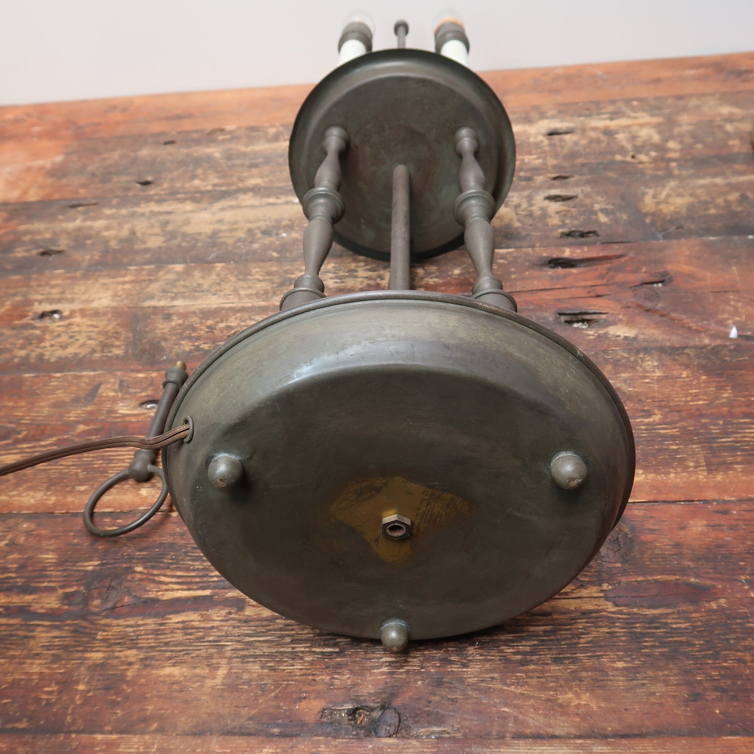 Antique Brass Bouillotte 3 Candle Light Lamp With 3 Way Turn Knob Switch Patina (Local Pickup)