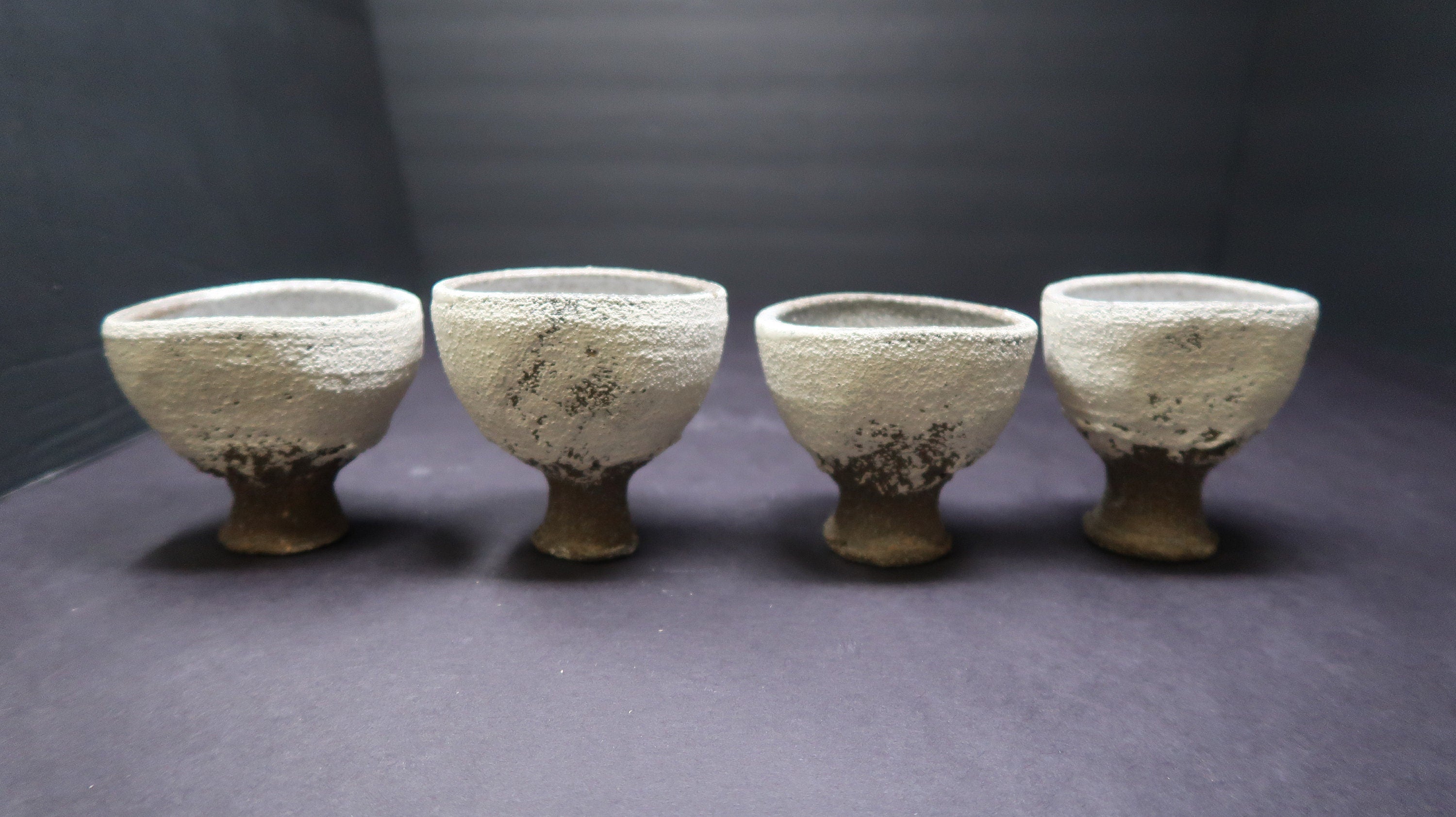 Stoneware Wine Sake Tea Pot Cup Set Handcrated Pottery Signed by Artist