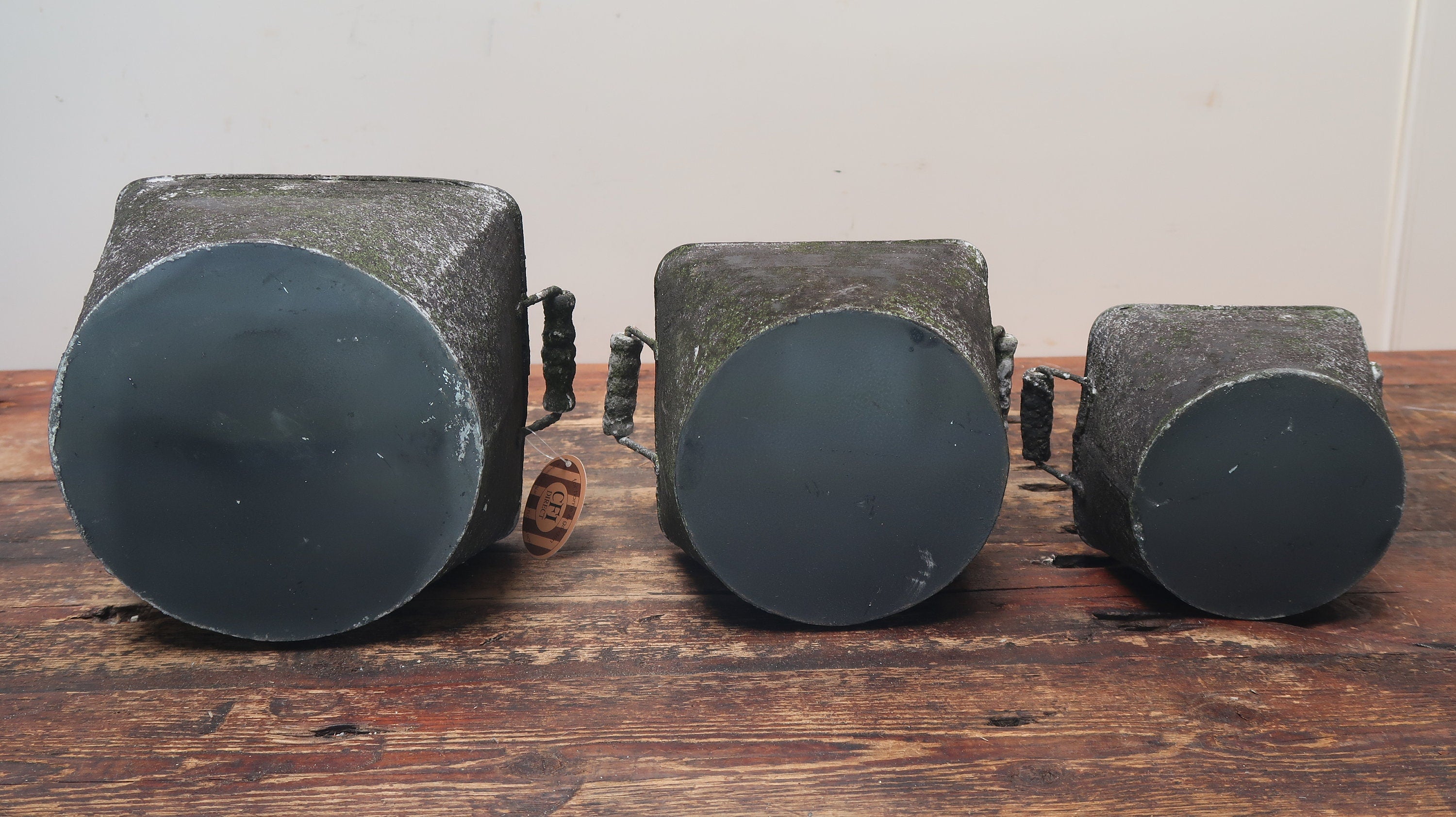 Rustic Metal Planters Set of 3 Nested Rustic Weathered Planter With Handles (U.S. Free Shipping)