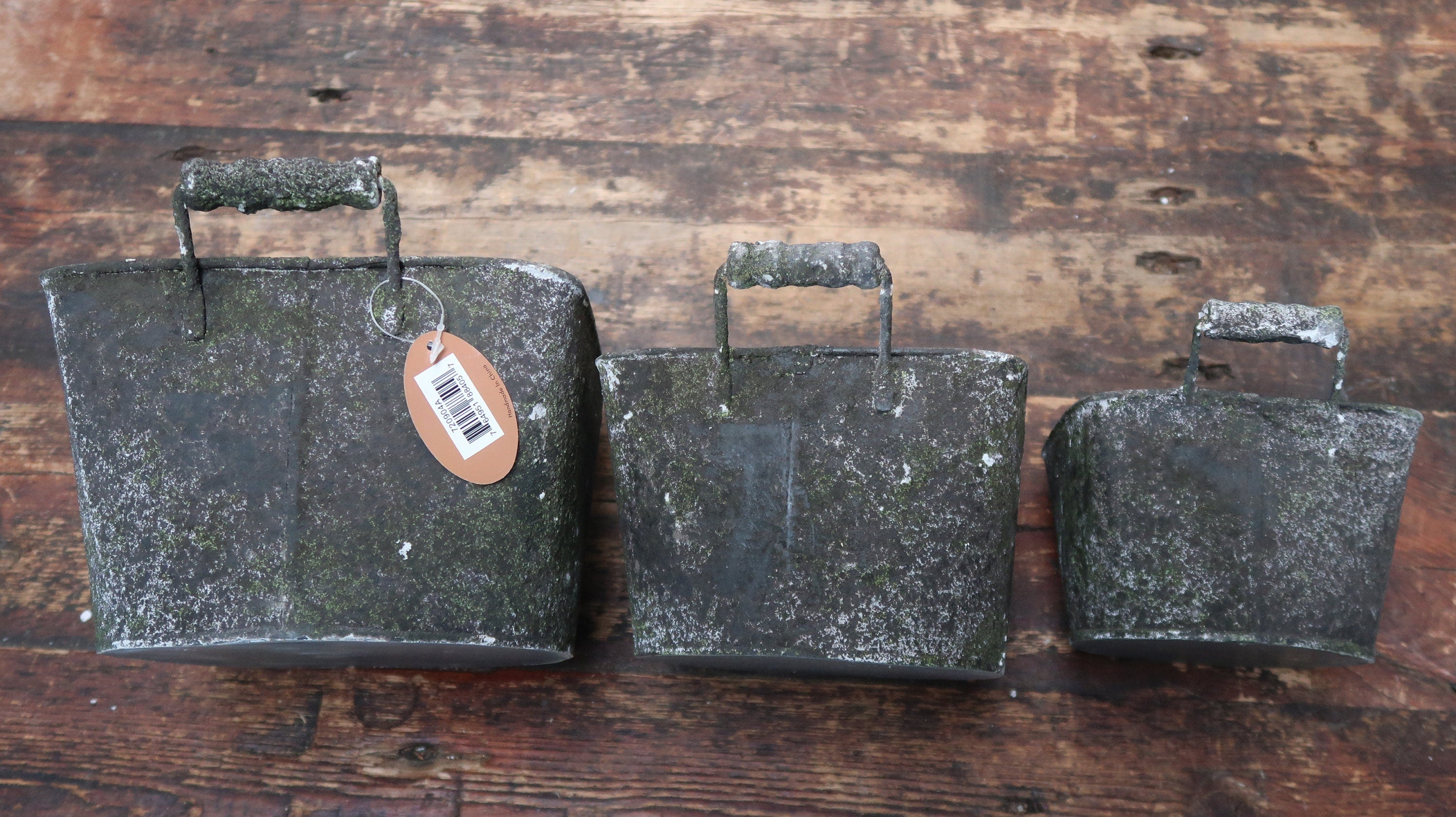 Rustic Metal Planters Set of 3 Nested Rustic Weathered Planter With Handles (U.S. Free Shipping)