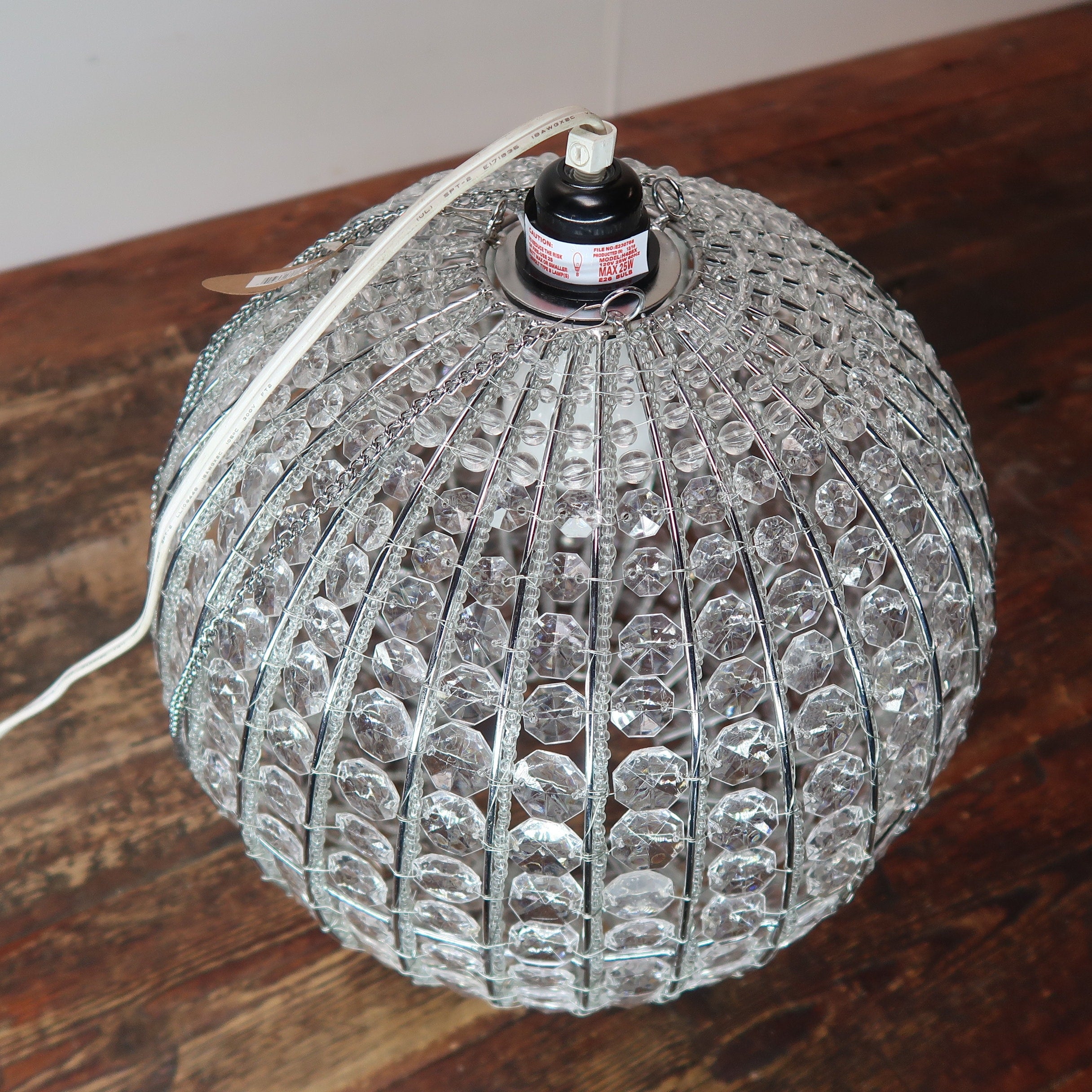 Faceted Beads Globe Pendant Light Dia 14" x 14"