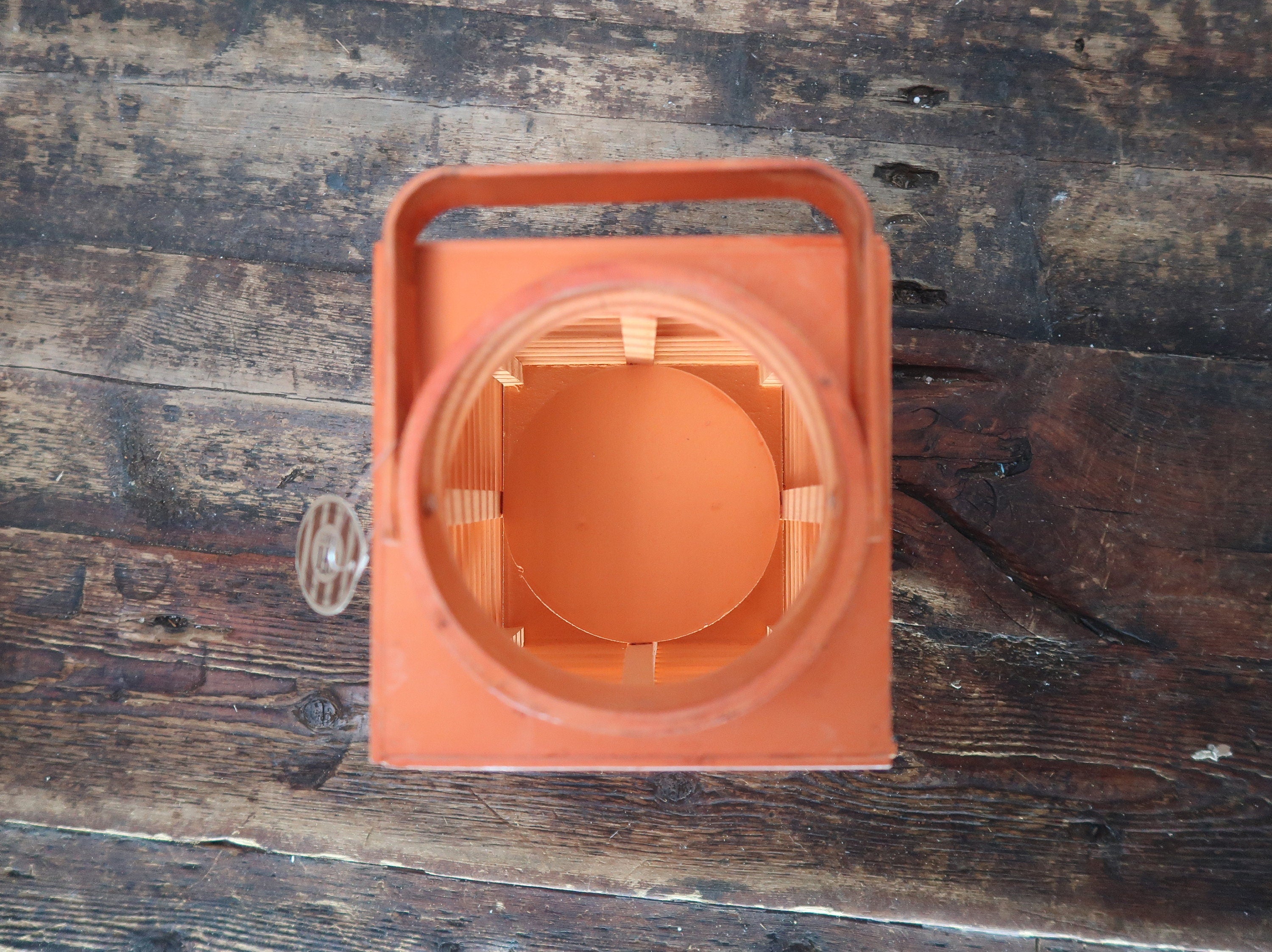 Orange Bamboo Candle Lantern With Handle 5.5" x 5.5" x H 9.5"