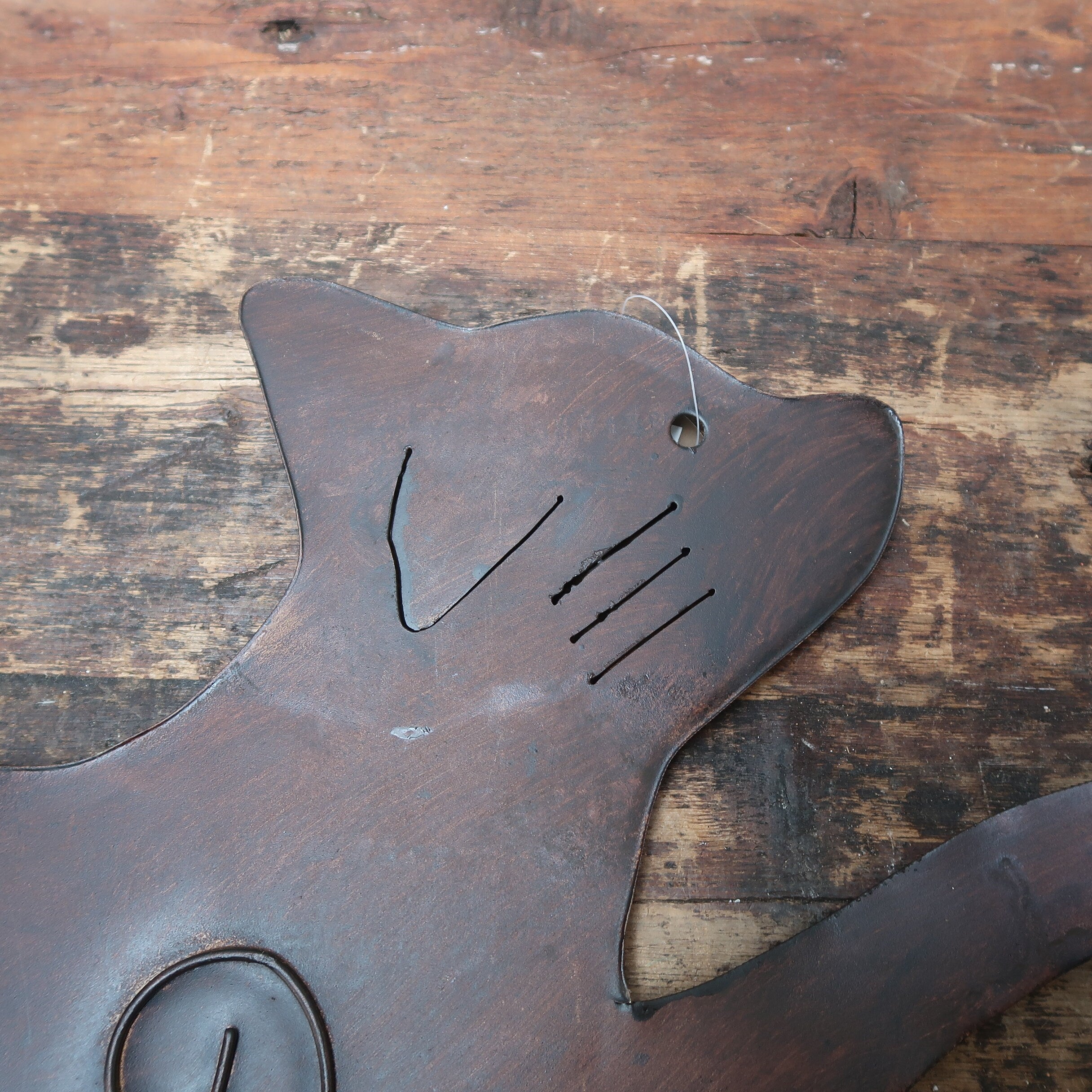 Large Rusty Metal Cats Playing With Butterflies (Set of 2) Free U.S. Shipping