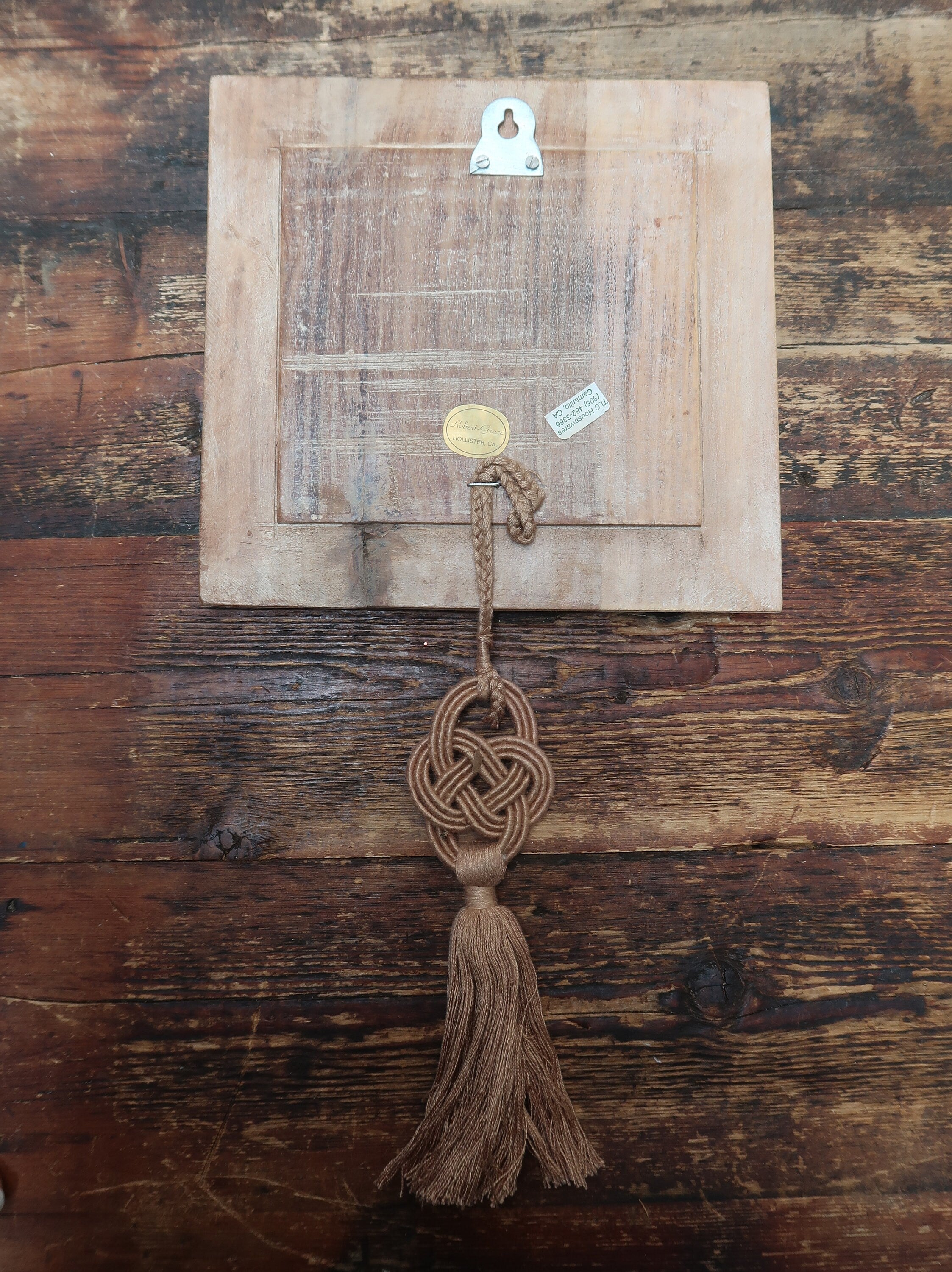 Rober Grace Hollister CA Hand Carved Wood Wall Art 9" x 9.5" (B)