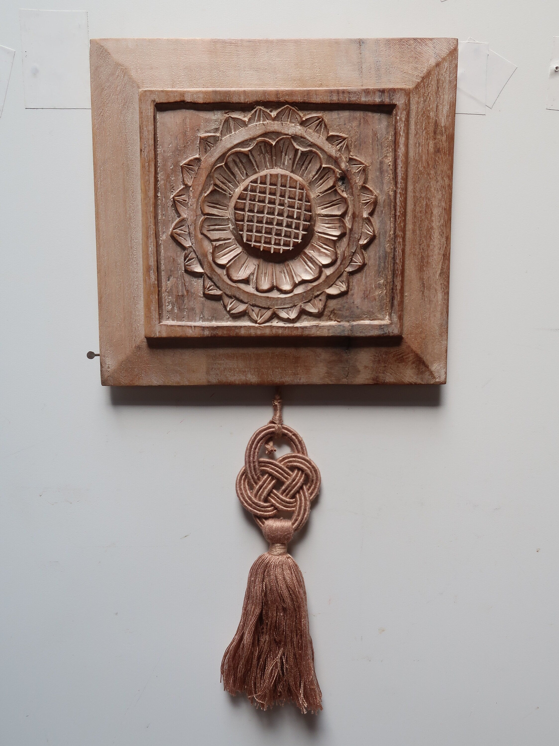 Rober Grace Hollister CA Hand Carved Wood Wall Art 9" x 9.5" (B)