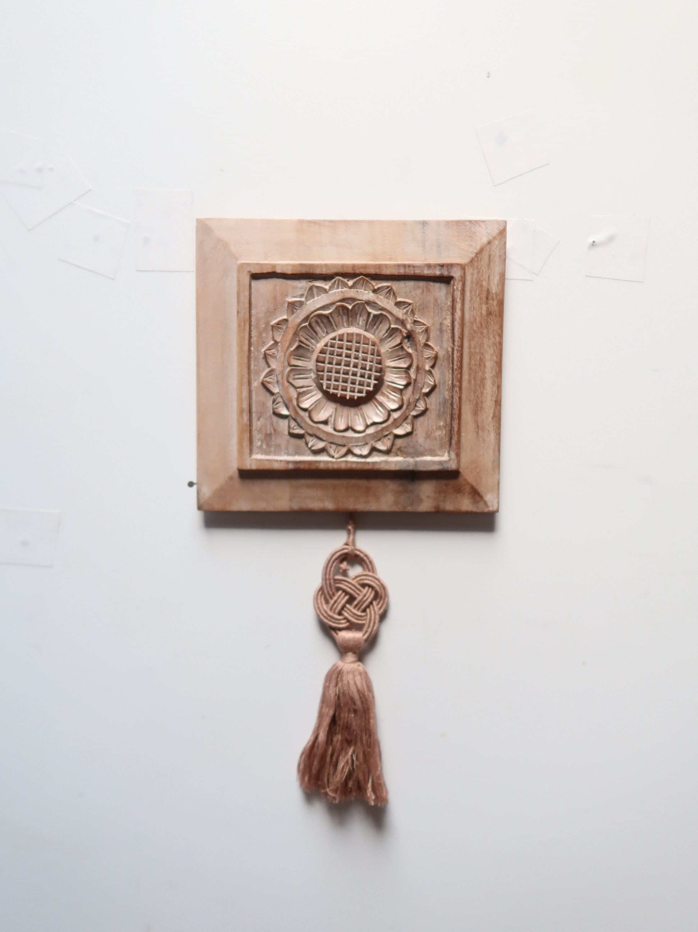 Rober Grace Hollister CA Hand Carved Wood Wall Art 9" x 9.5" (B)