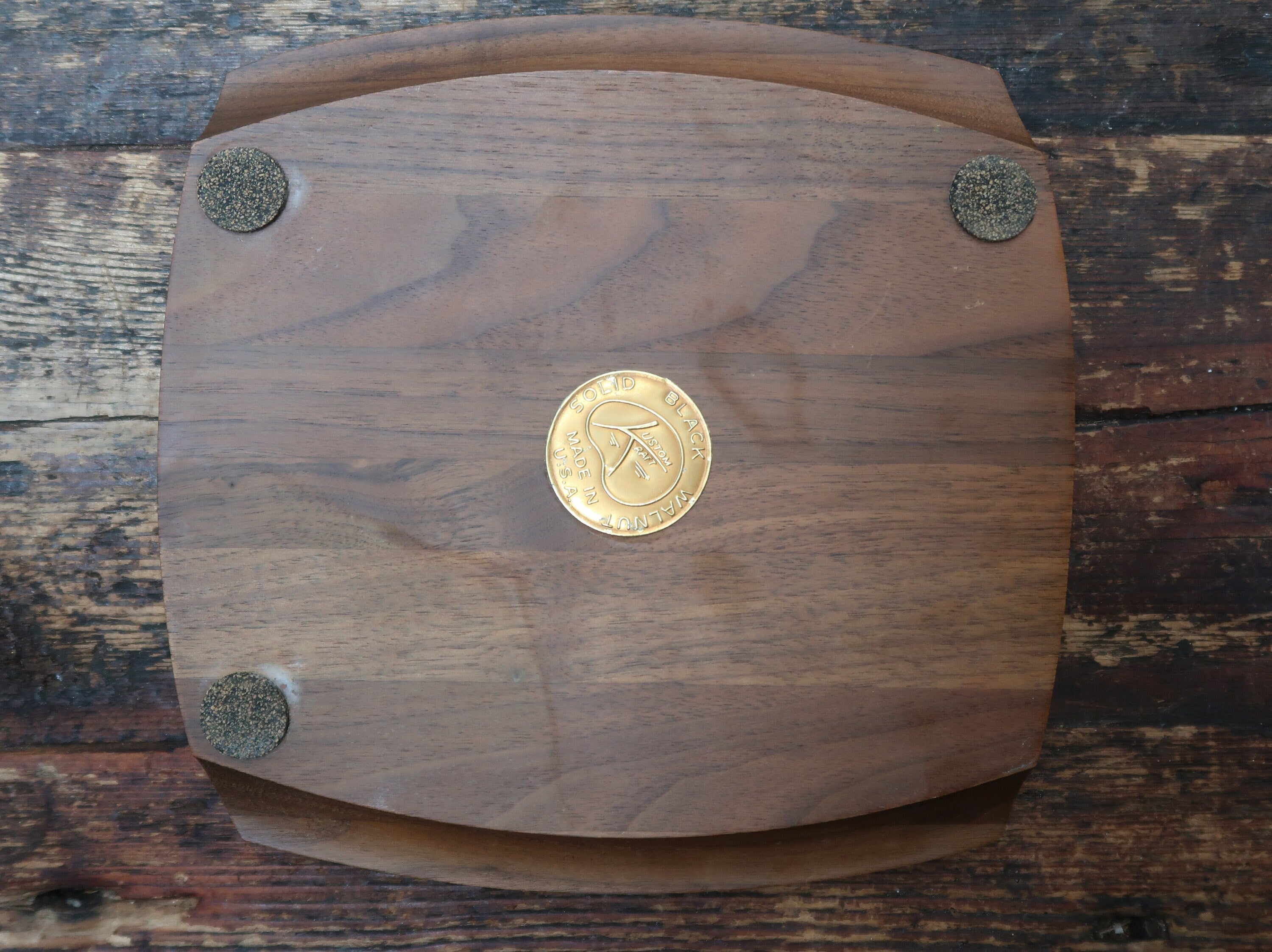 Kustom Kraft Cheese Board Tray With Glass Dome Solid Black Walnut Made In USA