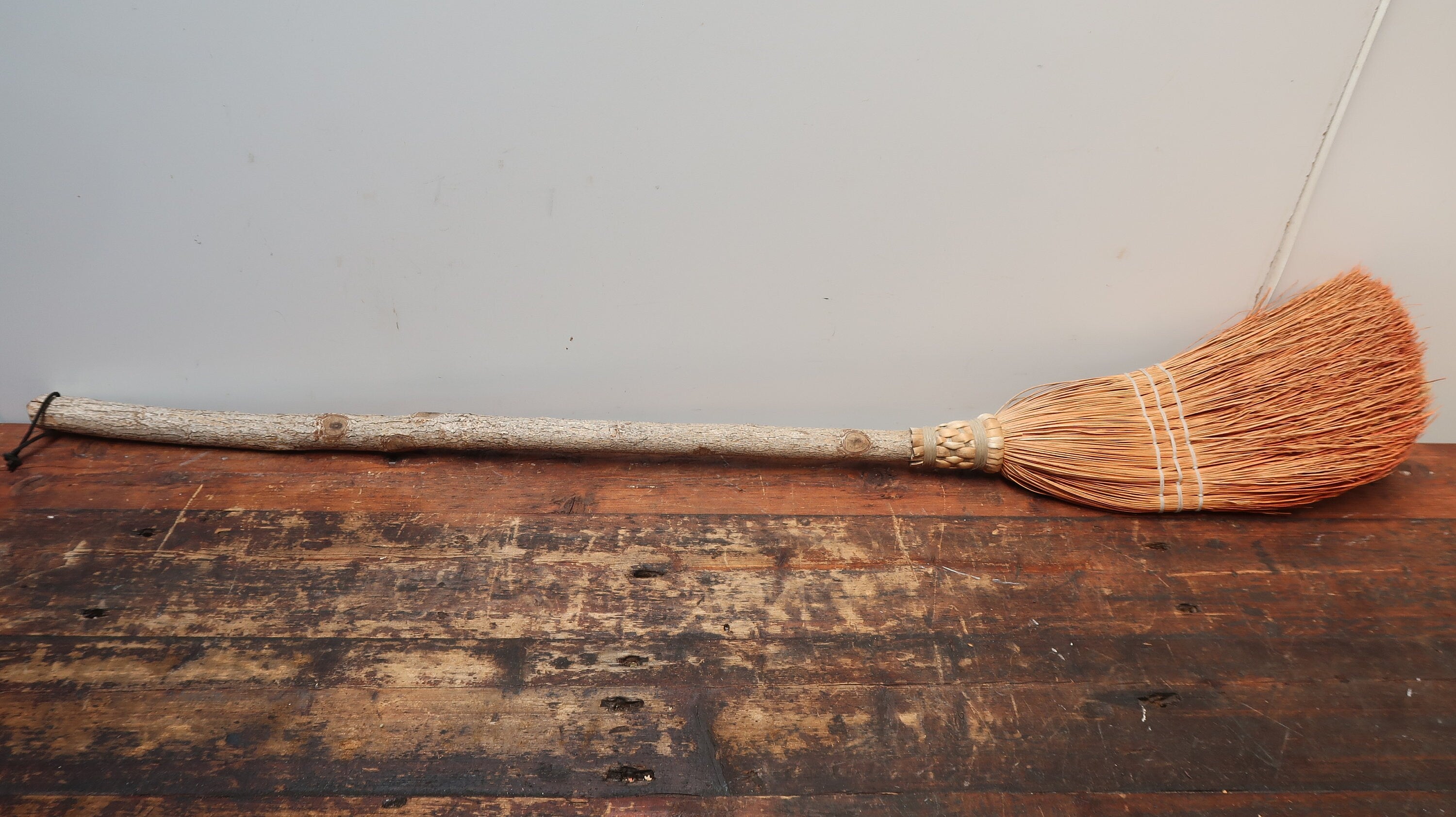 Set of 2 Besom Broom & Four Prong Pitchfork Vintage Gardening Tools