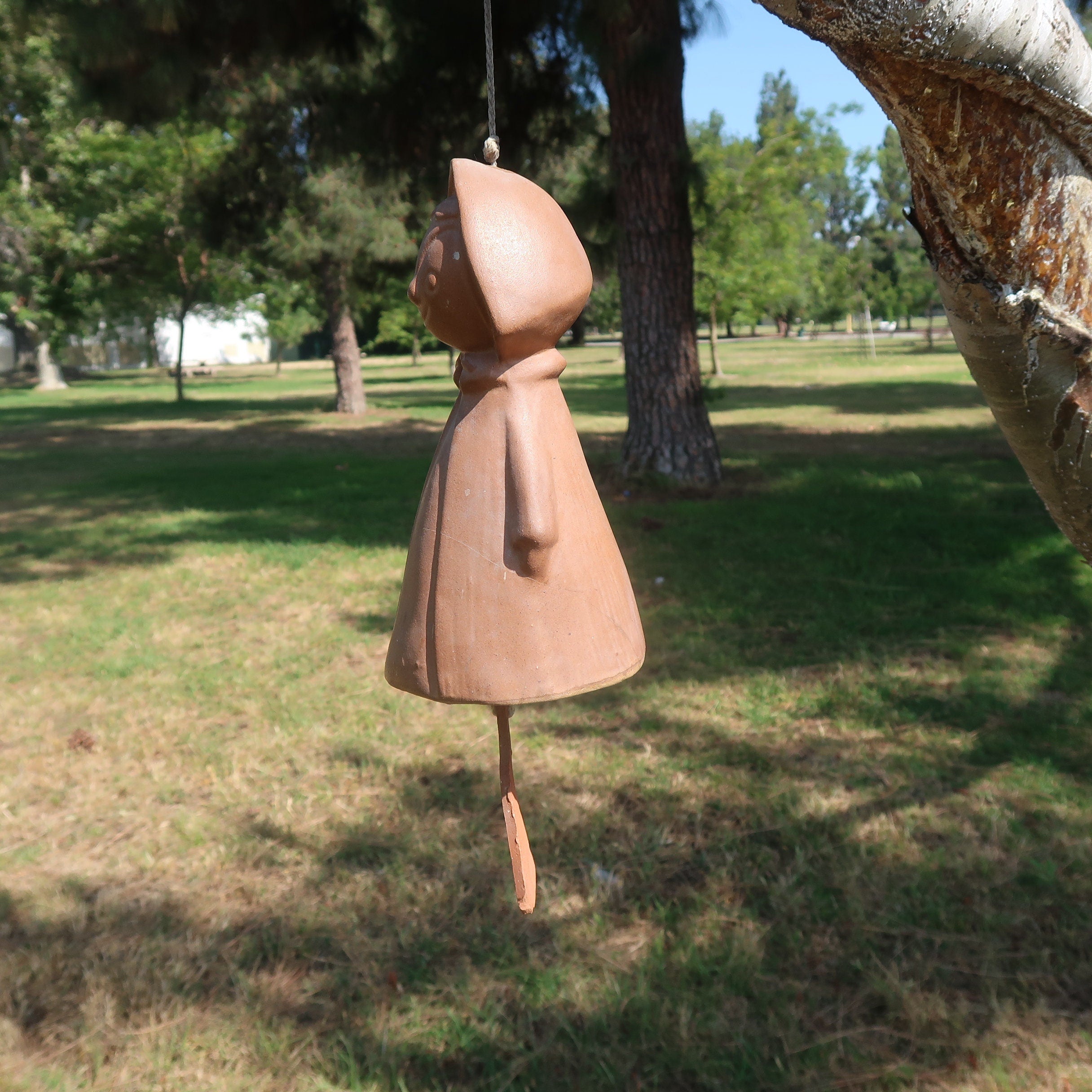 1970s Pacific Stoneware Terracotta Wind Chime Little Red Riding Hood
