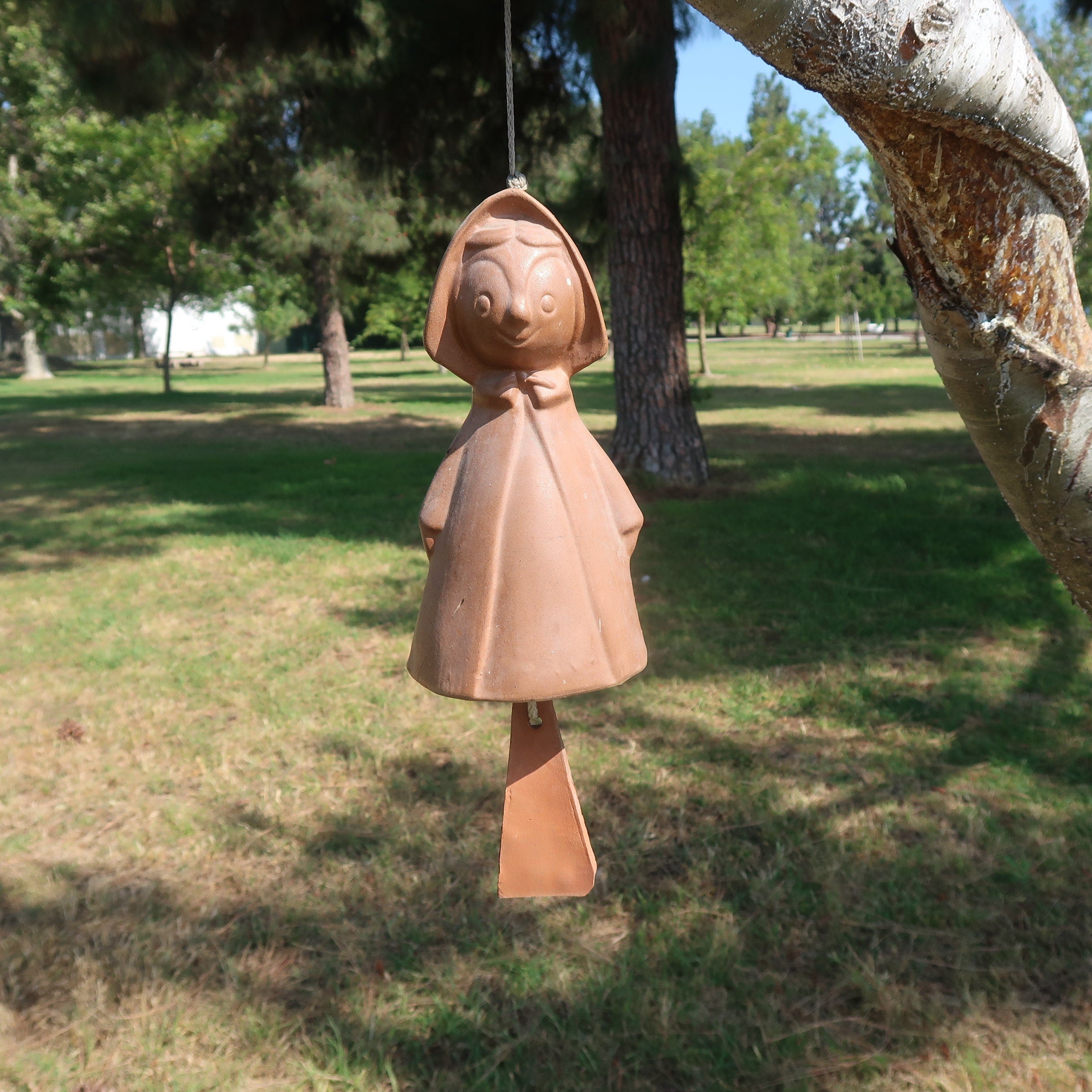 1970s Pacific Stoneware Terracotta Wind Chime Little Red Riding Hood