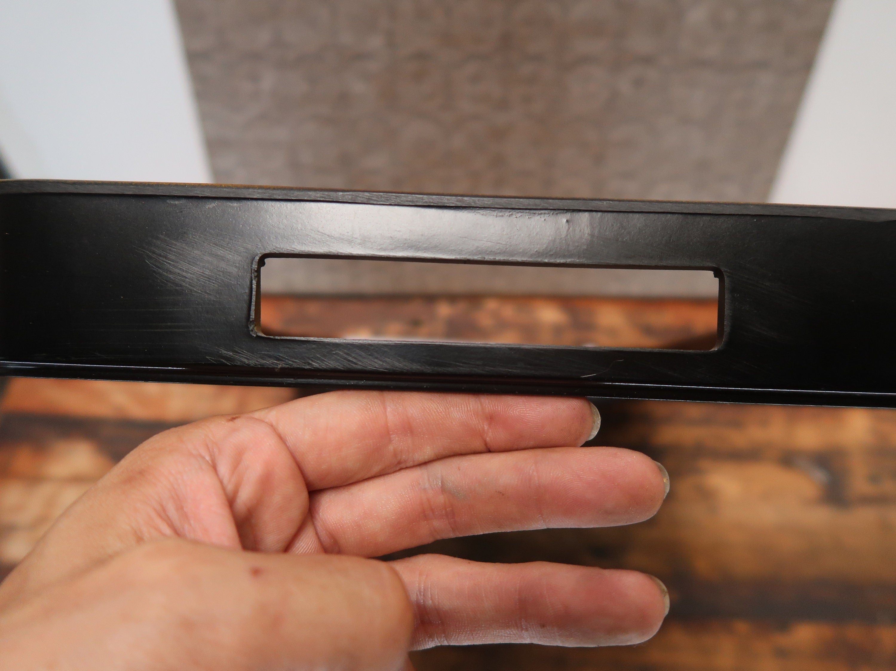 Vintage Japanese Fake Wood Serving Tray Obon Brown MARUSEI 18" x 12" x 1.25"