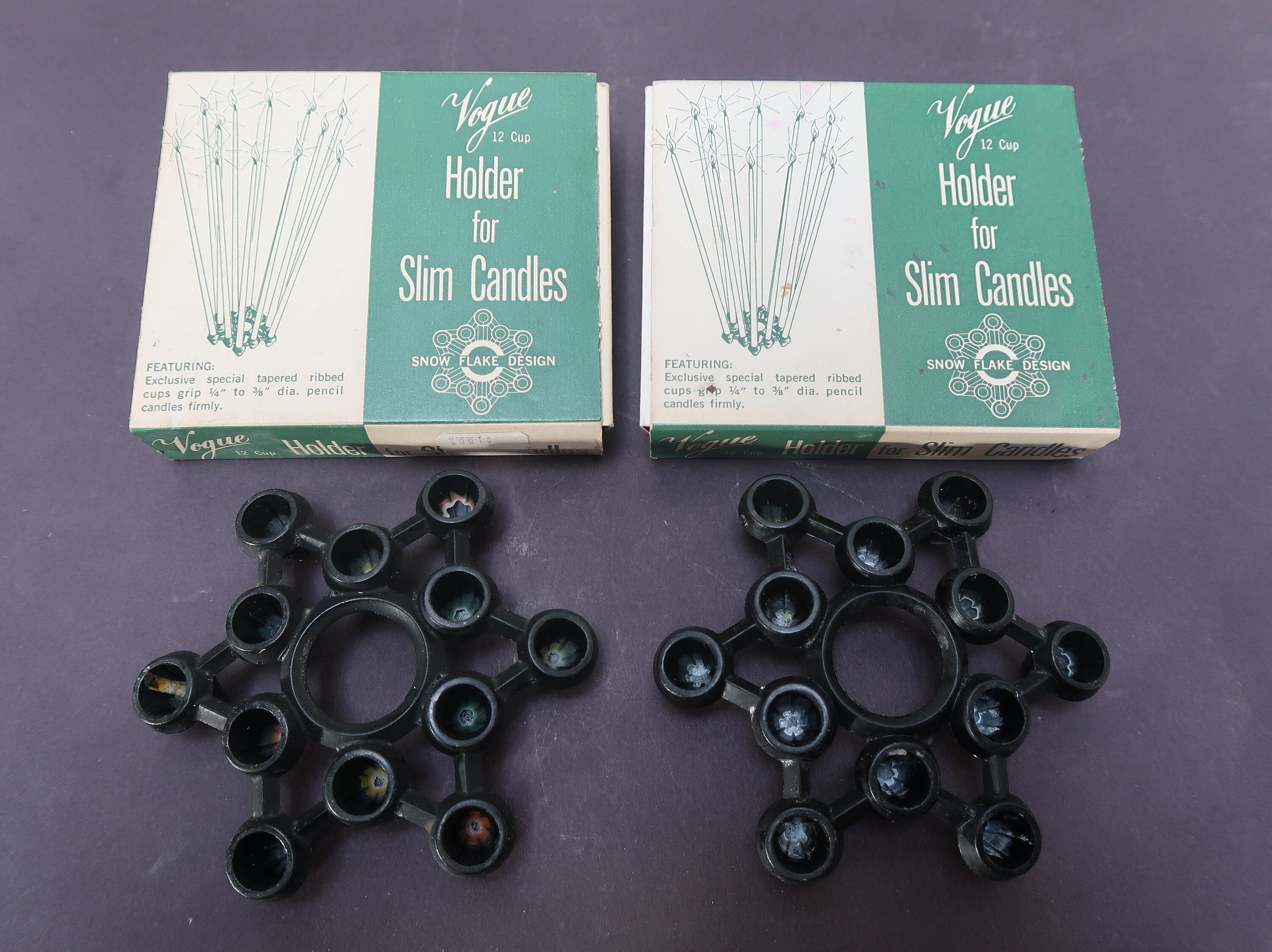 Set of 2 Vogue Slim Candles Snow Flake Design